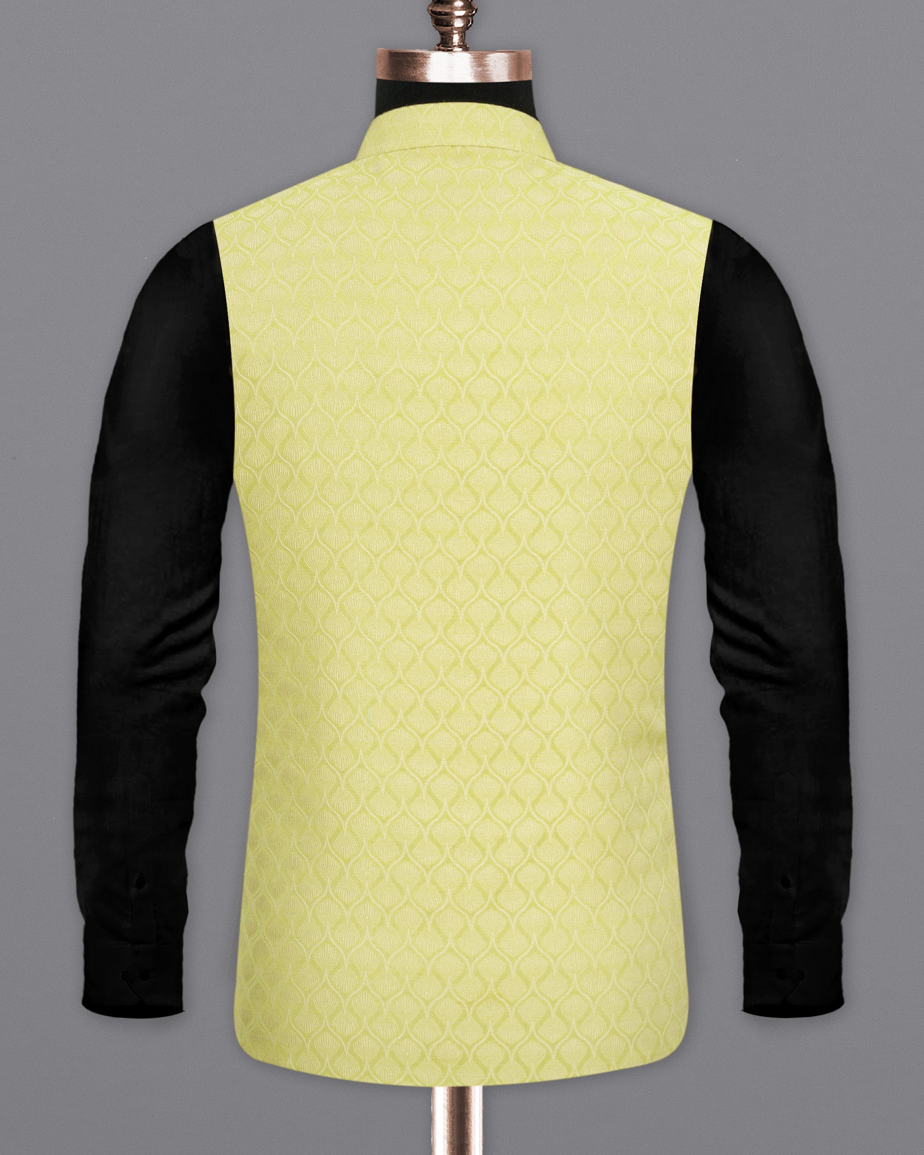 Confetti Yellow Textured Nehru Jacket