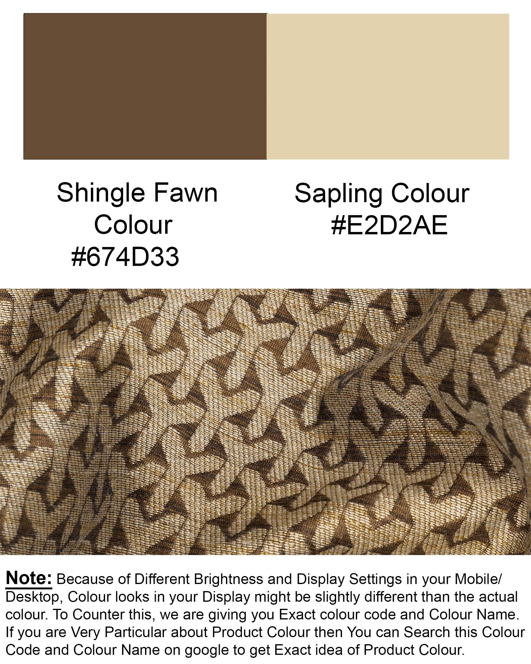 Shingle Fawn Brown and Sapling Beige Textured Nehru Jacket WC1675-36, WC1675-38, WC1675-40, WC1675-42, WC1675-44, WC1675-46, WC1675-48, WC1675-50, WC1675-52, WC1675-54, WC1675-56, WC1675-58, WC1675-60