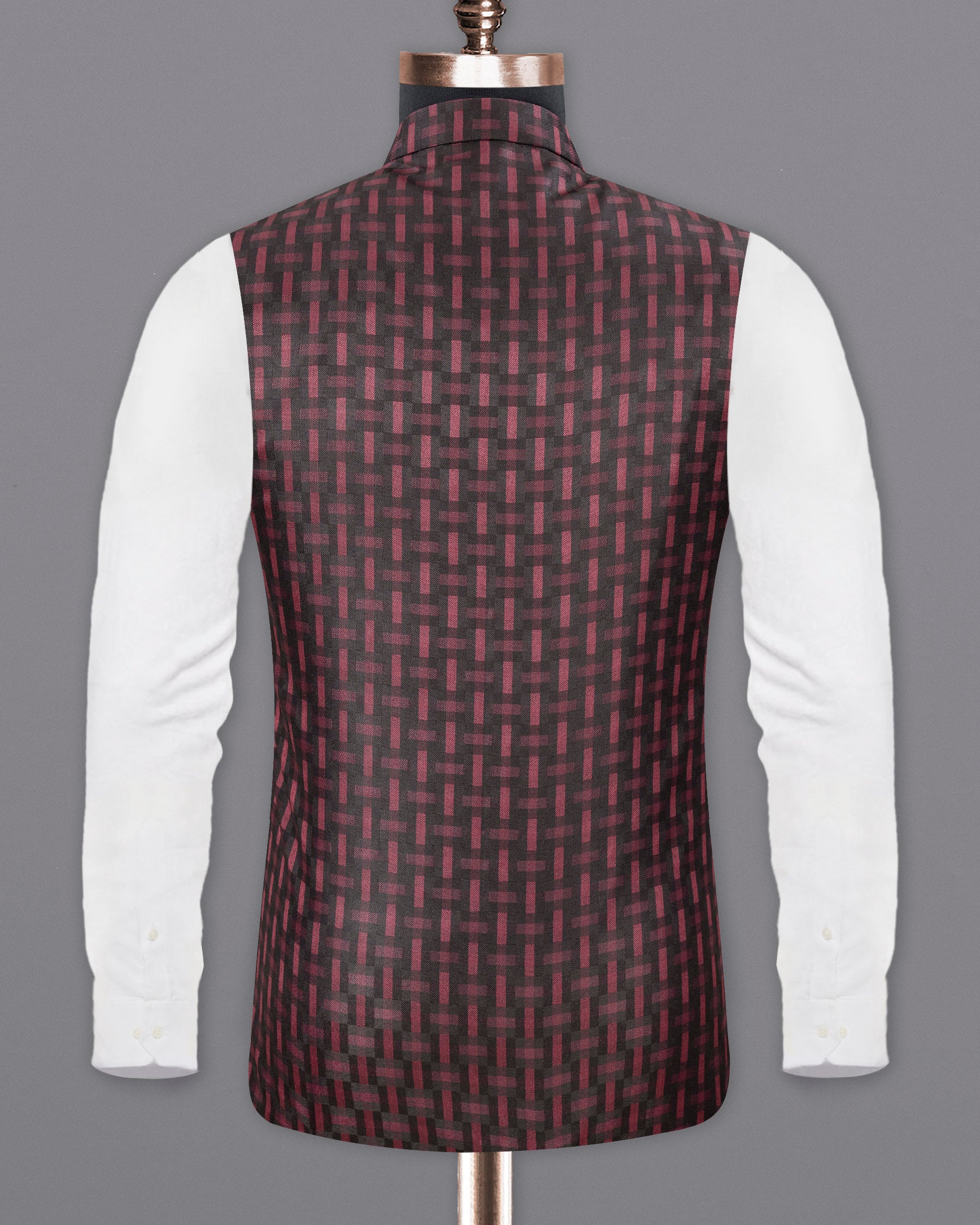 Copper Rust and Thunder Black Textured Nehru Jacket