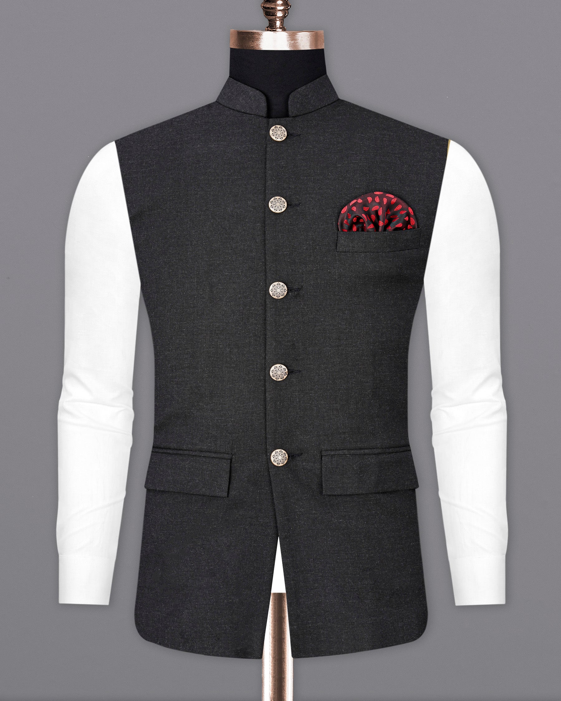 Thunder Black Nehru Jacket WC1863-36, WC1863-38, WC1863-40, WC1863-42, WC1863-44, WC1863-46, WC1863-48, WC1863-50, WC1863-52, WC1863-54, WC1863-56, WC1863-58, WC1863-60