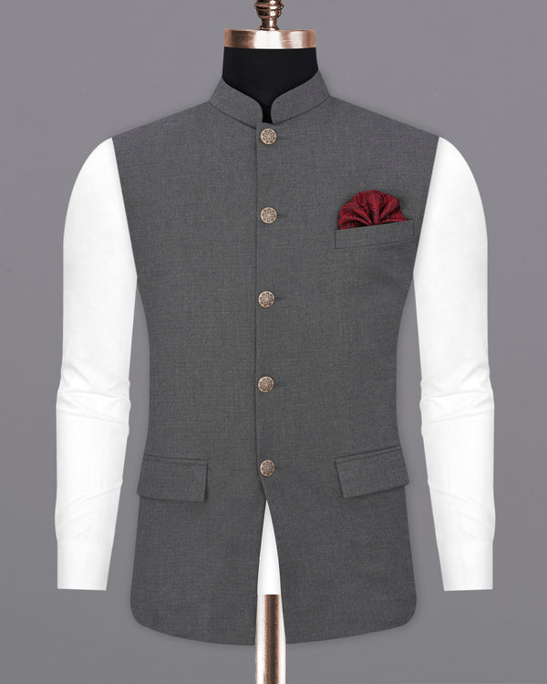 Vampire Gray Solid Nehru Jacket WC1903-36, WC1903-38, WC1903-40, WC1903-42, WC1903-44, WC1903-46, WC1903-48, WC1903-50, WC1903-52, WC1903-54, WC1903-56, WC1903-58, WC1903-60