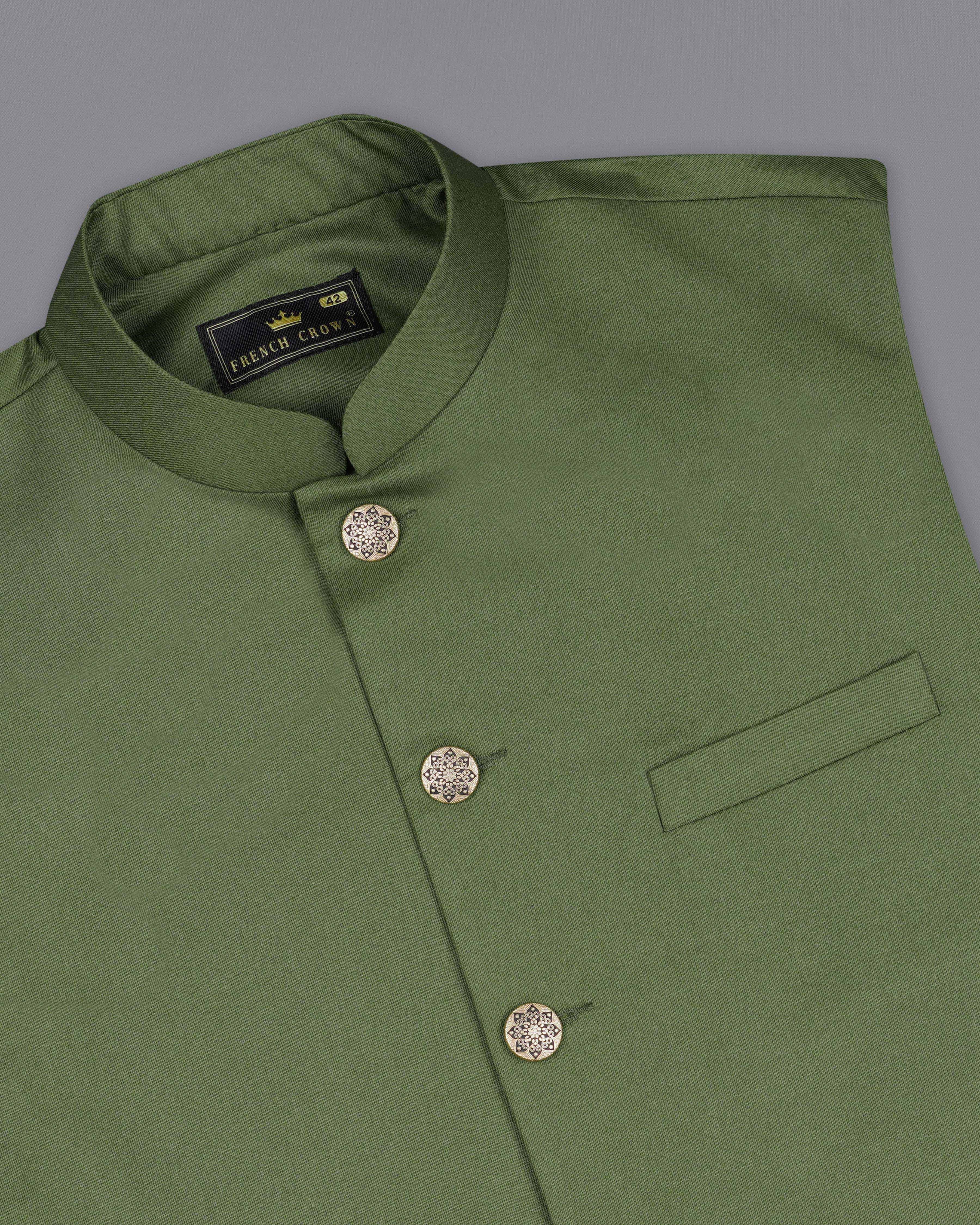 Cactus Green Textured Bandhgala Nehru Jacket