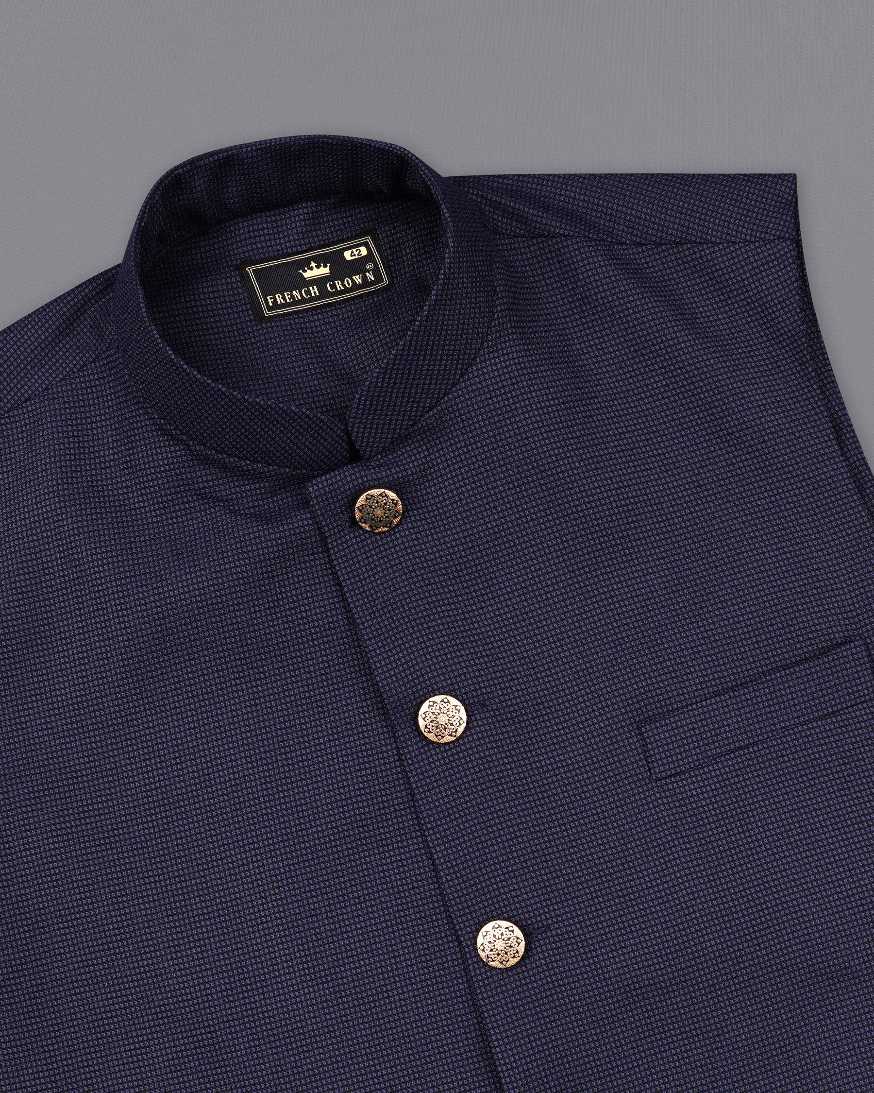 Ebony Clay Navy Blue Bandhgala Nehru Jacket