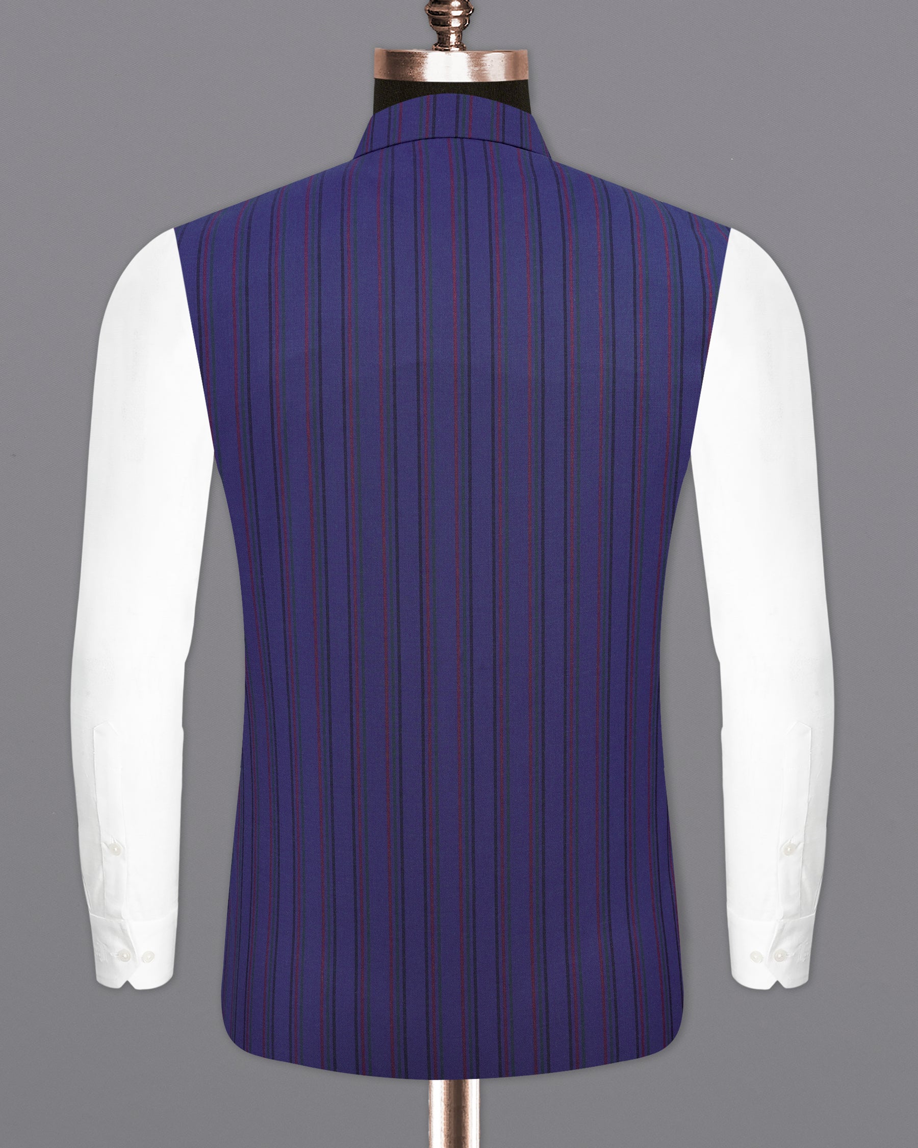 Violent Navy Blue Multicolour Striped Cross Buttoned Bandhgala Nehru Jacket  WC2152-38, WC2152-39, WC2152-40, WC2152-42, WC2152-44, WC2152-46, WC2152-48, WC2152-50, WC2152-52