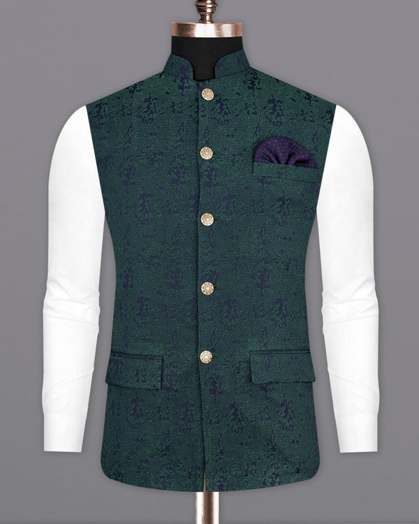 Timber Green Ditsy Textured Jacquard Designer Nehru Jacket  WC2177-36, WC2177-38, WC2177-40, WC2177-42, WC2177-44, WC2177-46, WC2177-48, WC2177-50, WC2177-52, WC2177-54, WC2177-56, WC2177-58, WC2177-60