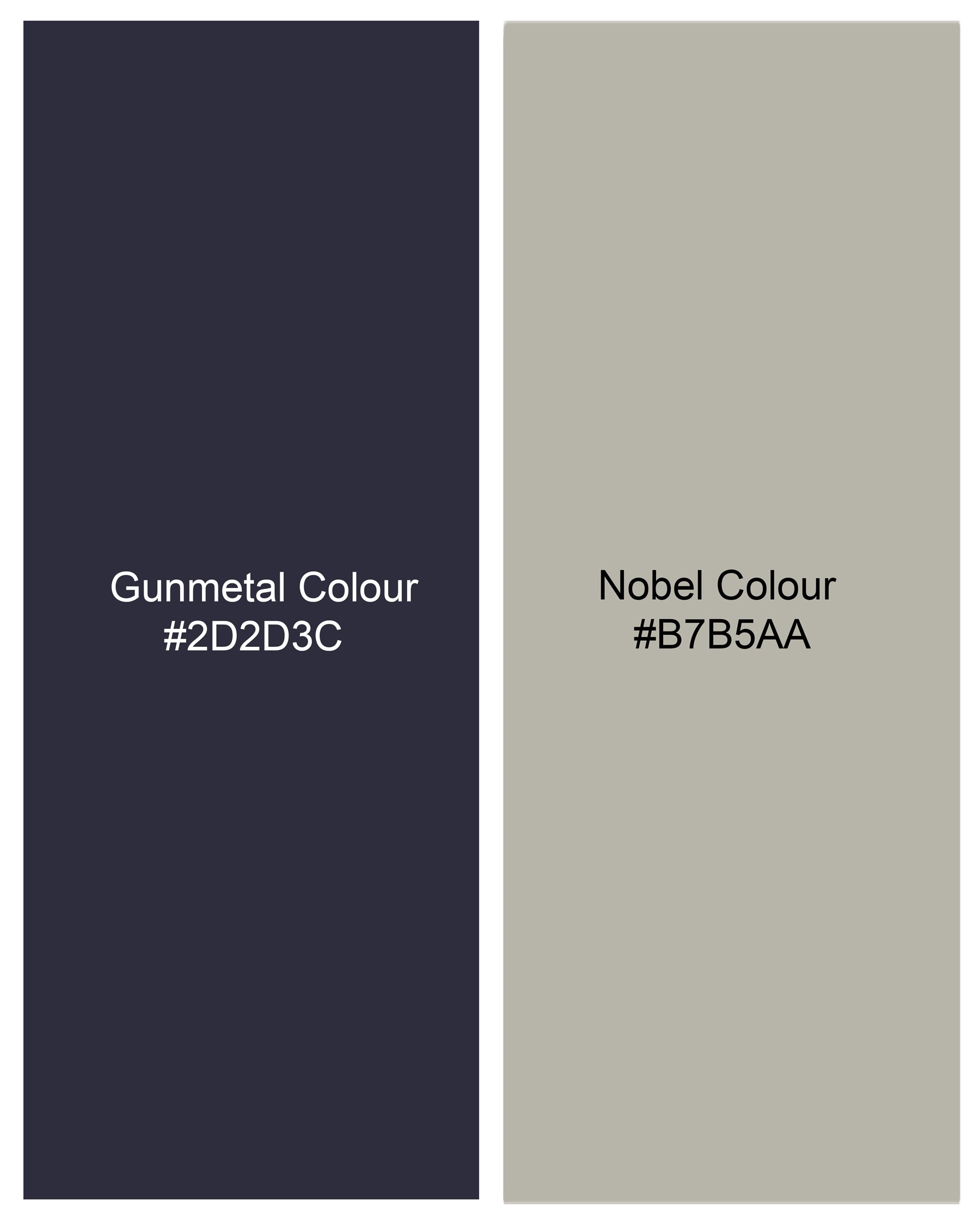 Gunmetal Blue with Nobel Cream Iktat Printed Nehru Jacket  WC2183-36, WC2183-38, WC2183-40, WC2183-42, WC2183-44, WC2183-46, WC2183-48, WC2183-50, WC2183-52, WC2183-54, WC2183-56, WC2183-58, WC2183-60