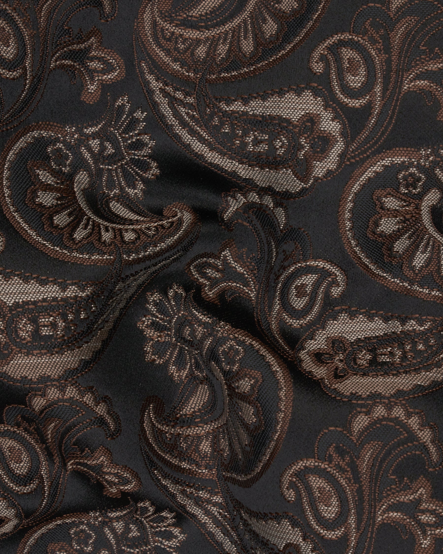 Stonewall Brown with Zeus Black Paisley Textured Designer Nehru Jacket  WC2204-36, WC2204-38, WC2204-40, WC2204-42, WC2204-44, WC2204-46, WC2204-48, WC2204-50, WC2204-52, WC2204-54, WC2204-56, WC2204-58, WC2204-60