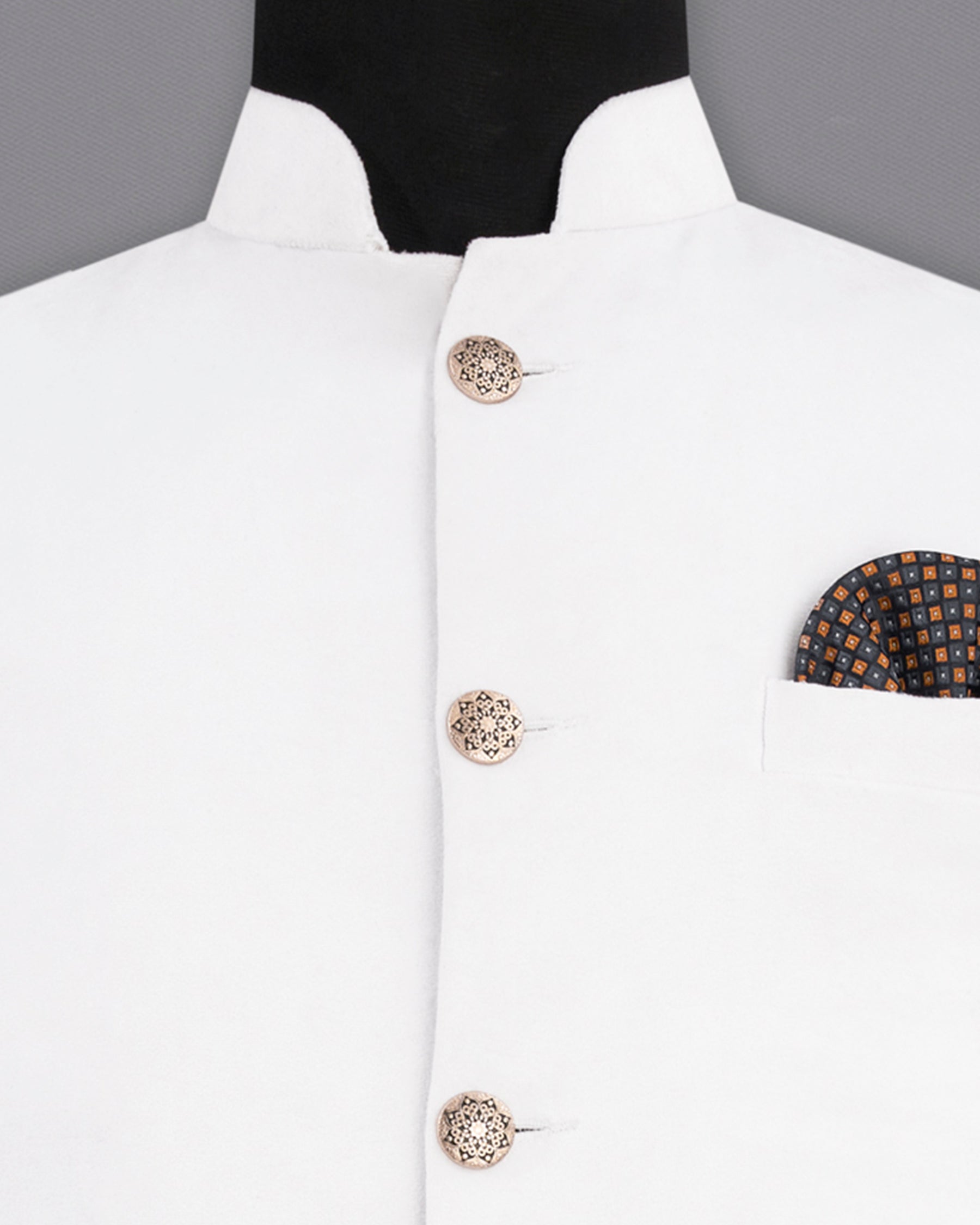 Bright White Premium Velvet Designer Nehru Jacket