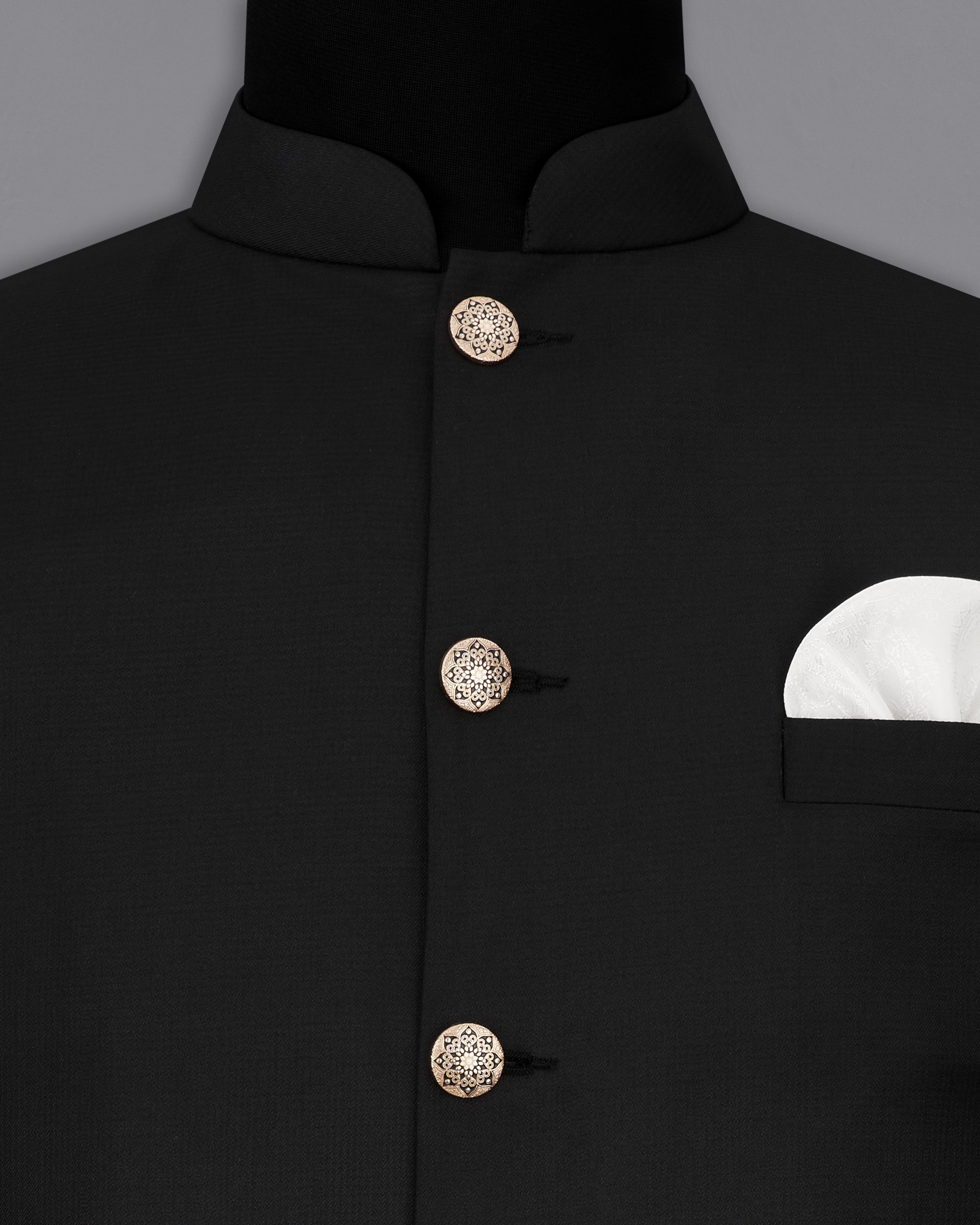 Jade Black Textured Designer Nehru Jacket WC2249-36, WC2249-38, WC2249-40, WC2249-42, WC2249-44, WC2249-46, WC2249-48, WC2249-50, WC2249-52, WC2249-54, WC2249-56, WC2249-58, WC2249-60