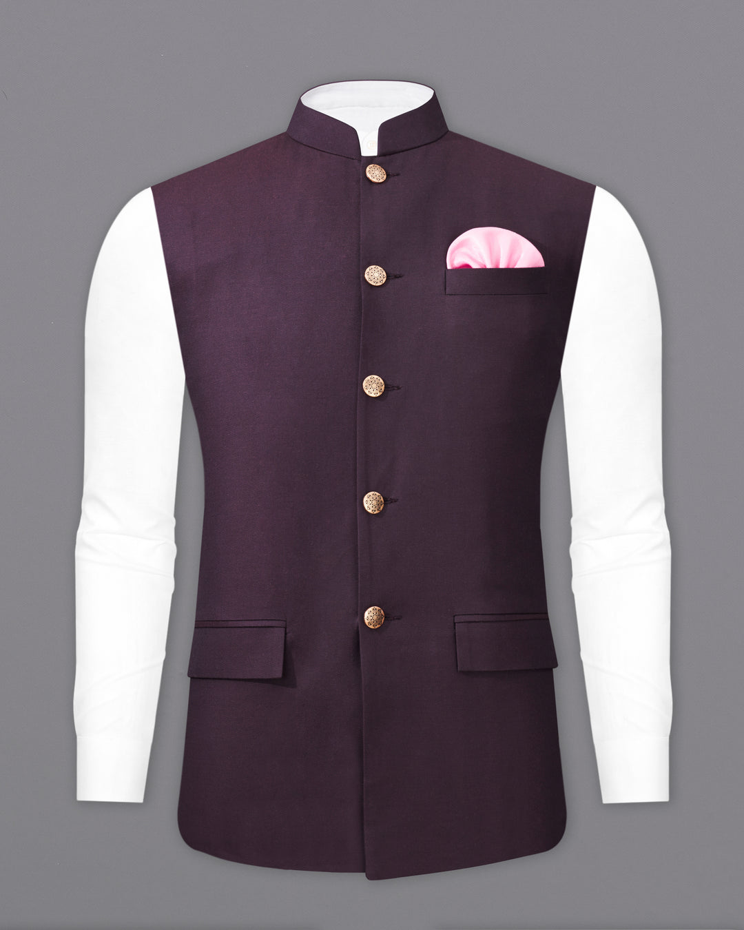 Maroon Wine Solid Formal Nehru Jacket | Amogue