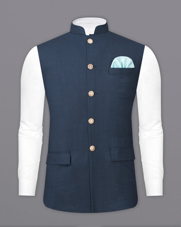 Bunting Blue Plaid  Nehru Jacket