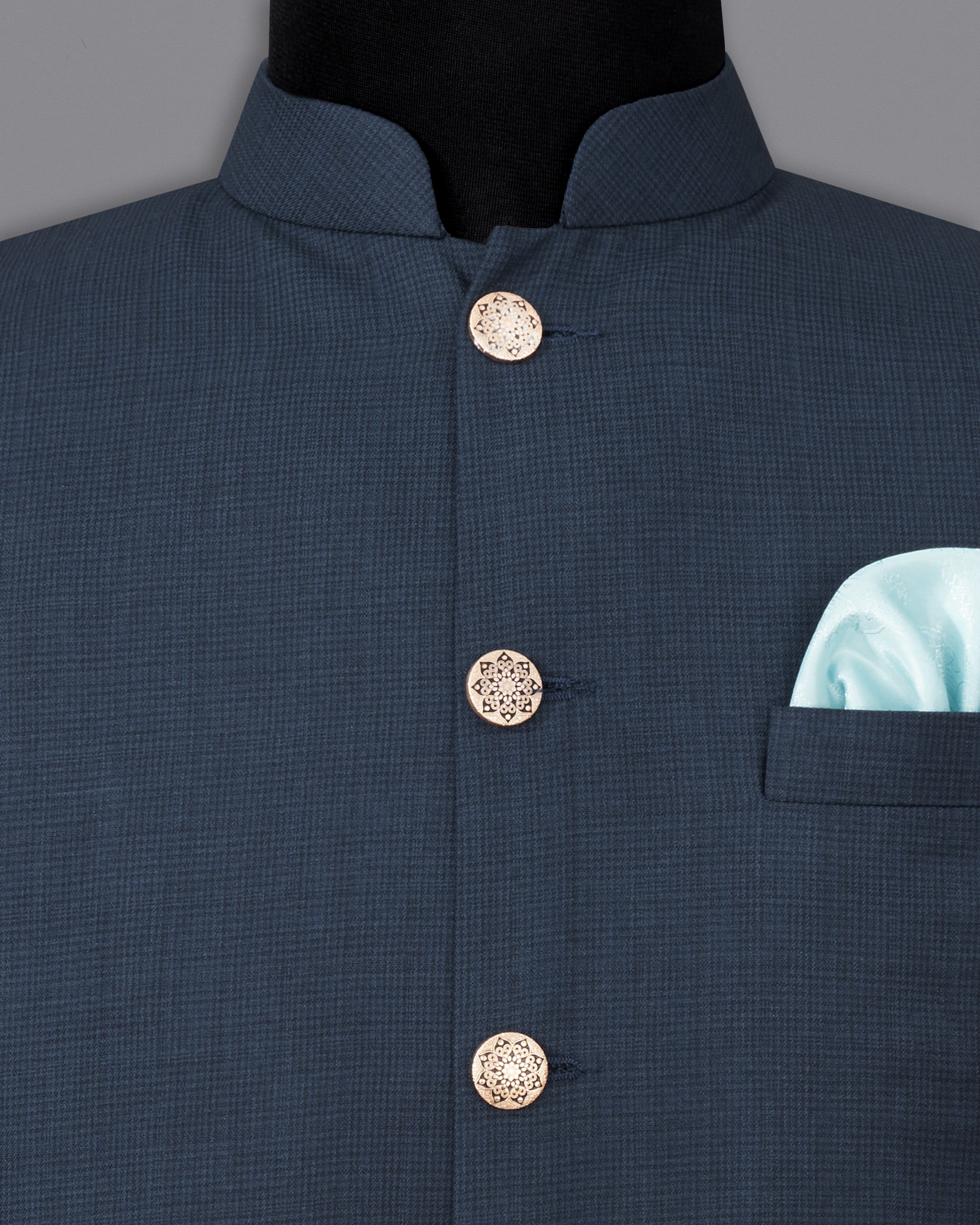 Bunting Blue Plaid  Nehru Jacket