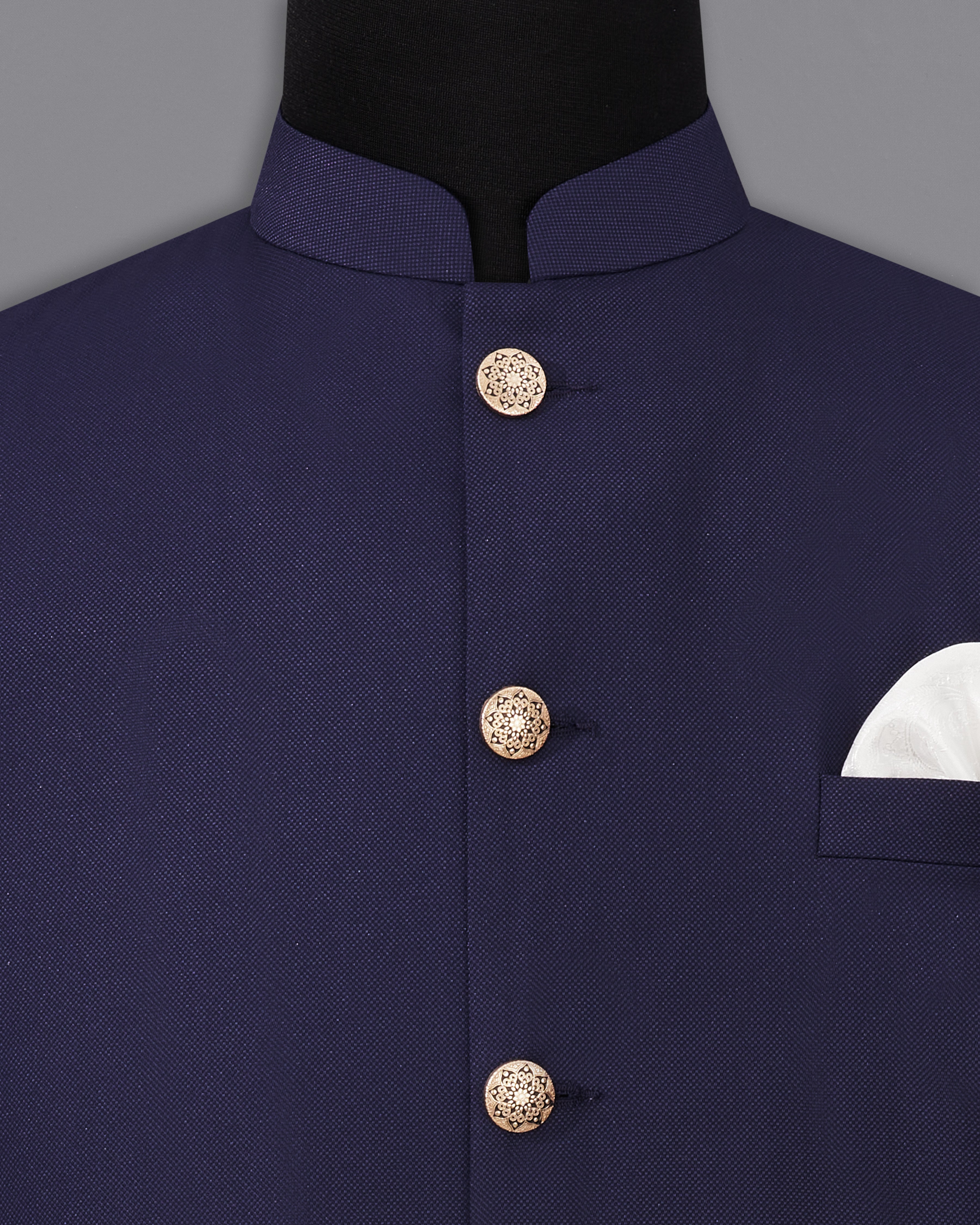 Ebony Clay Navy Blue  Nehru Jacket