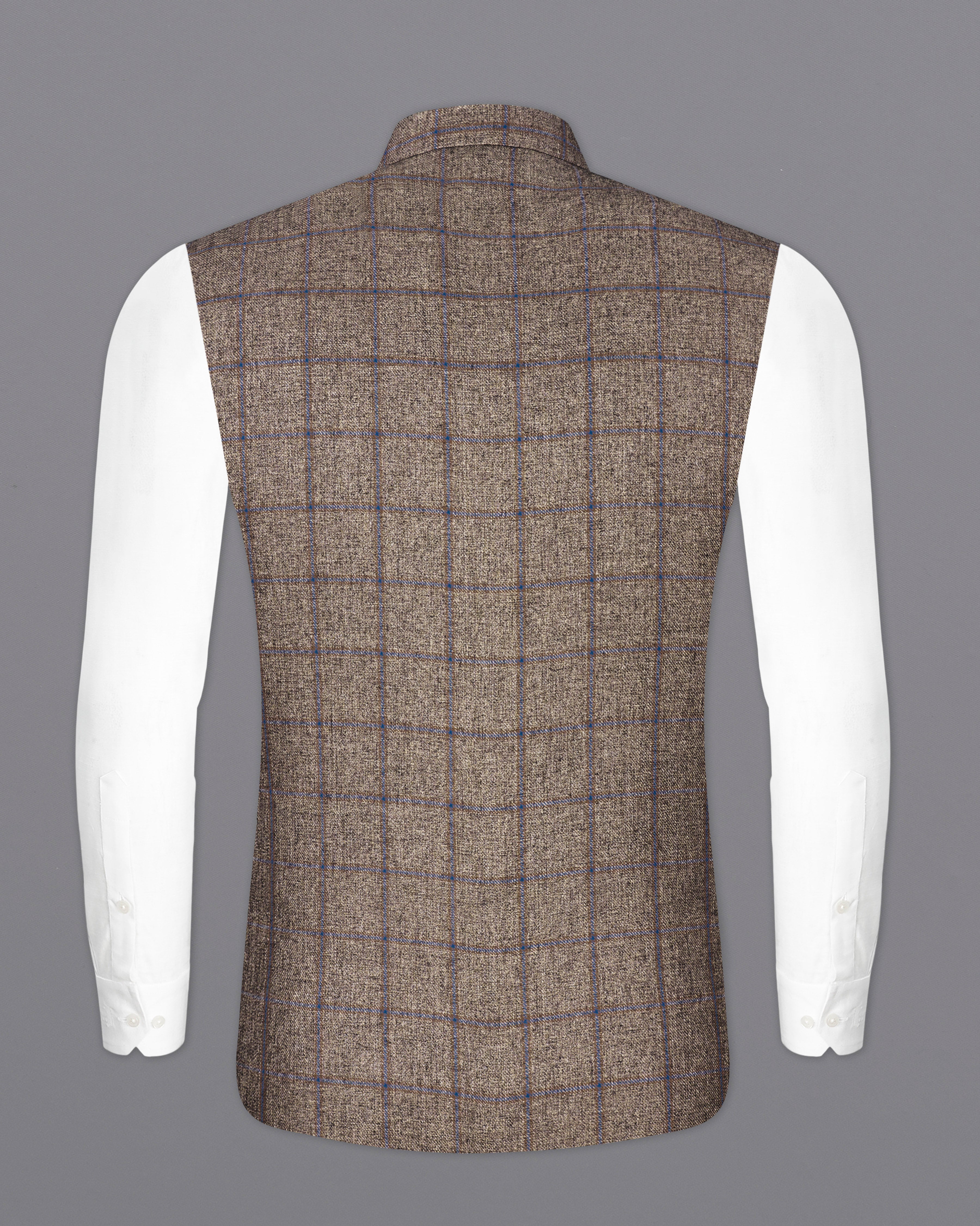 Pine Cone Brown Plaid Nehru Jacket WC2304-36, WC2304-38, WC2304-40, WC2304-42, WC2304-44, WC2304-46, WC2304-48, WC2304-50, WC2304-52, WC2304-54, WC2304-56, WC2304-58, WC2304-60	