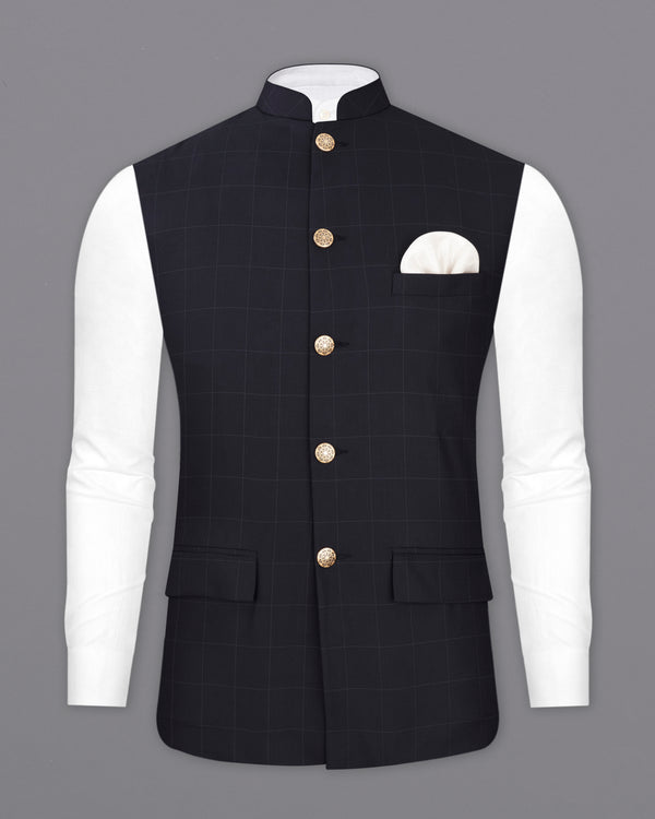 Mirage Blue Plaid Nehru Jacket WC2333-36, WC2333-38, WC2333-40, WC2333-42, WC2333-44, WC2333-46, WC2333-48, WC2333-50, WC2333-52, WC2333-54, WC2333-56, WC2333-58, WC2333-60