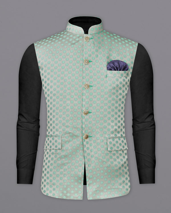 Persian with Celeste Green Textured Nehru Jacket WC2347-36, WC2347-38, WC2347-40, WC2347-42, WC2347-44, WC2347-46, WC2347-48, WC2347-50, WC2347-52, WC2347-54, WC2347-56, WC2347-58, WC2347-60