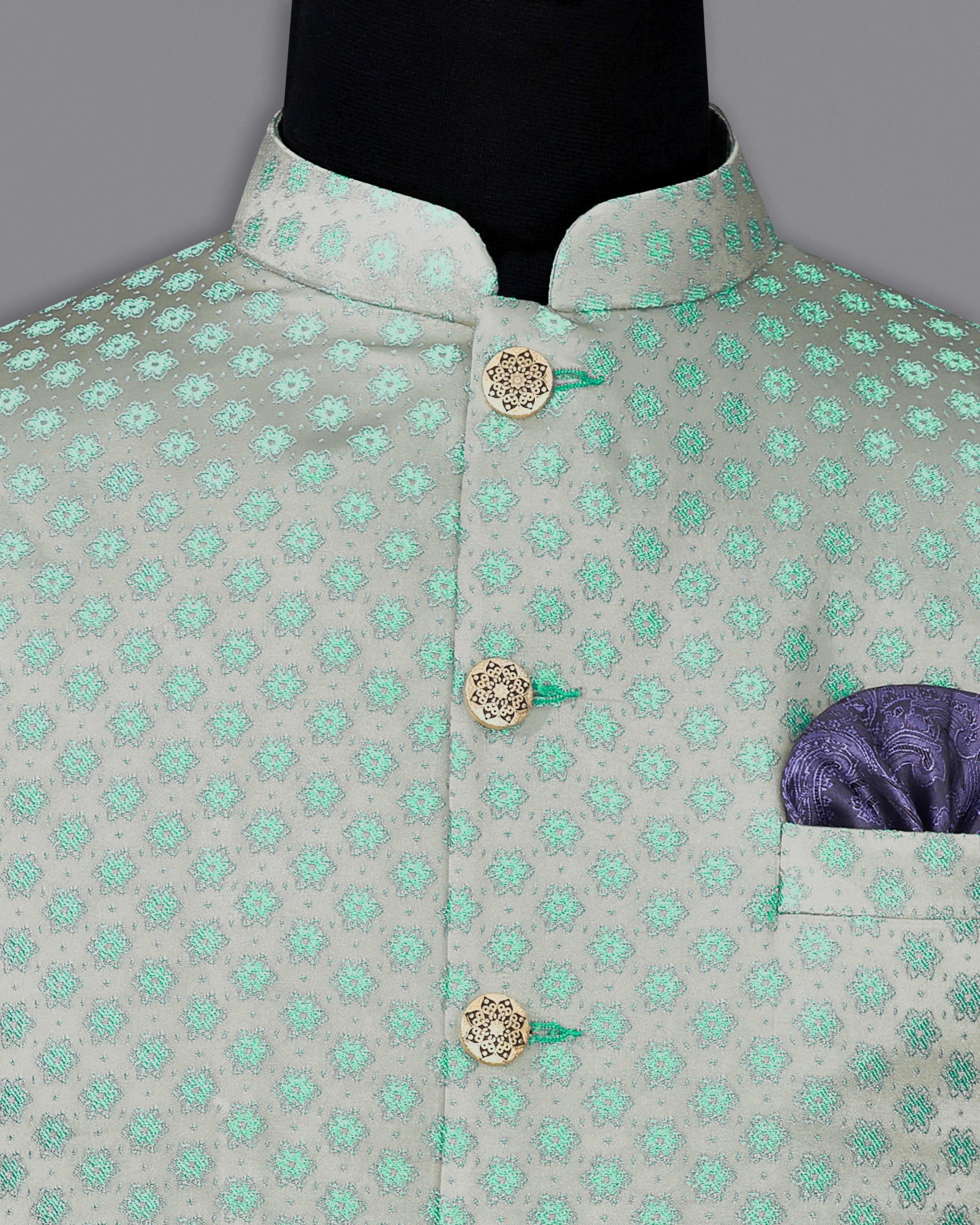 Persian with Celeste Green Textured Nehru Jacket WC2347-36, WC2347-38, WC2347-40, WC2347-42, WC2347-44, WC2347-46, WC2347-48, WC2347-50, WC2347-52, WC2347-54, WC2347-56, WC2347-58, WC2347-60