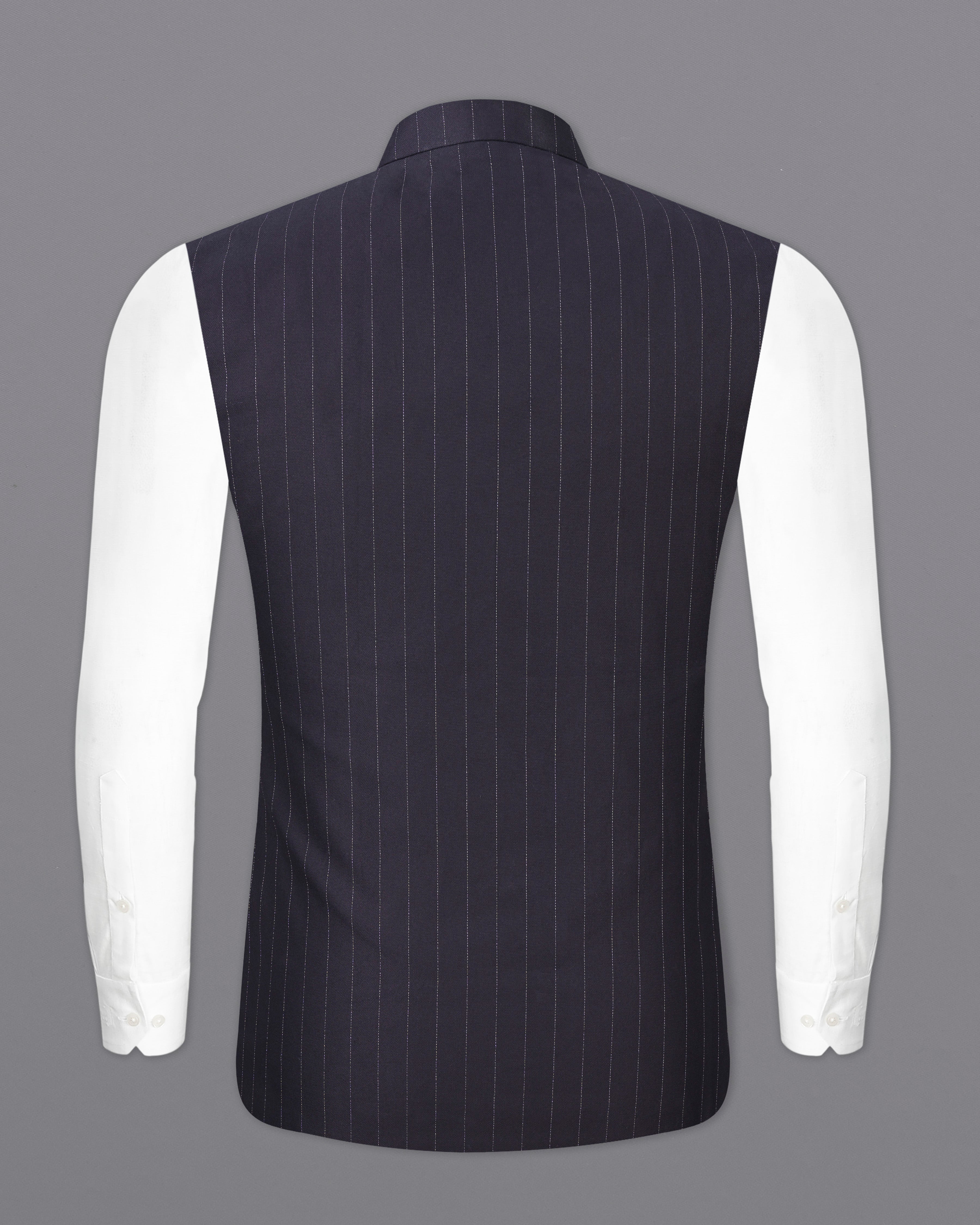 Thunder Black Striped Premium Cotton Nehru Jacket WC2440-36, WC2440-38, WC2440-40, WC2440-42, WC2440-44, WC2440-46, WC2440-48, WC2440-50, WC2440-52, WC2440-54, WC2440-44, WC2440-58, WC2440-60