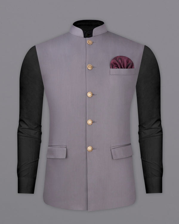 Light Gray Textured Nehru Jacket WC2449-36, WC2449-38, WC2449-40, WC2449-42, WC2449-44, WC2449-46, WC2449-48, WC2449-50, WC2449-52, WC2449-54, WC2449-56, WC2449-58, WC2449-60