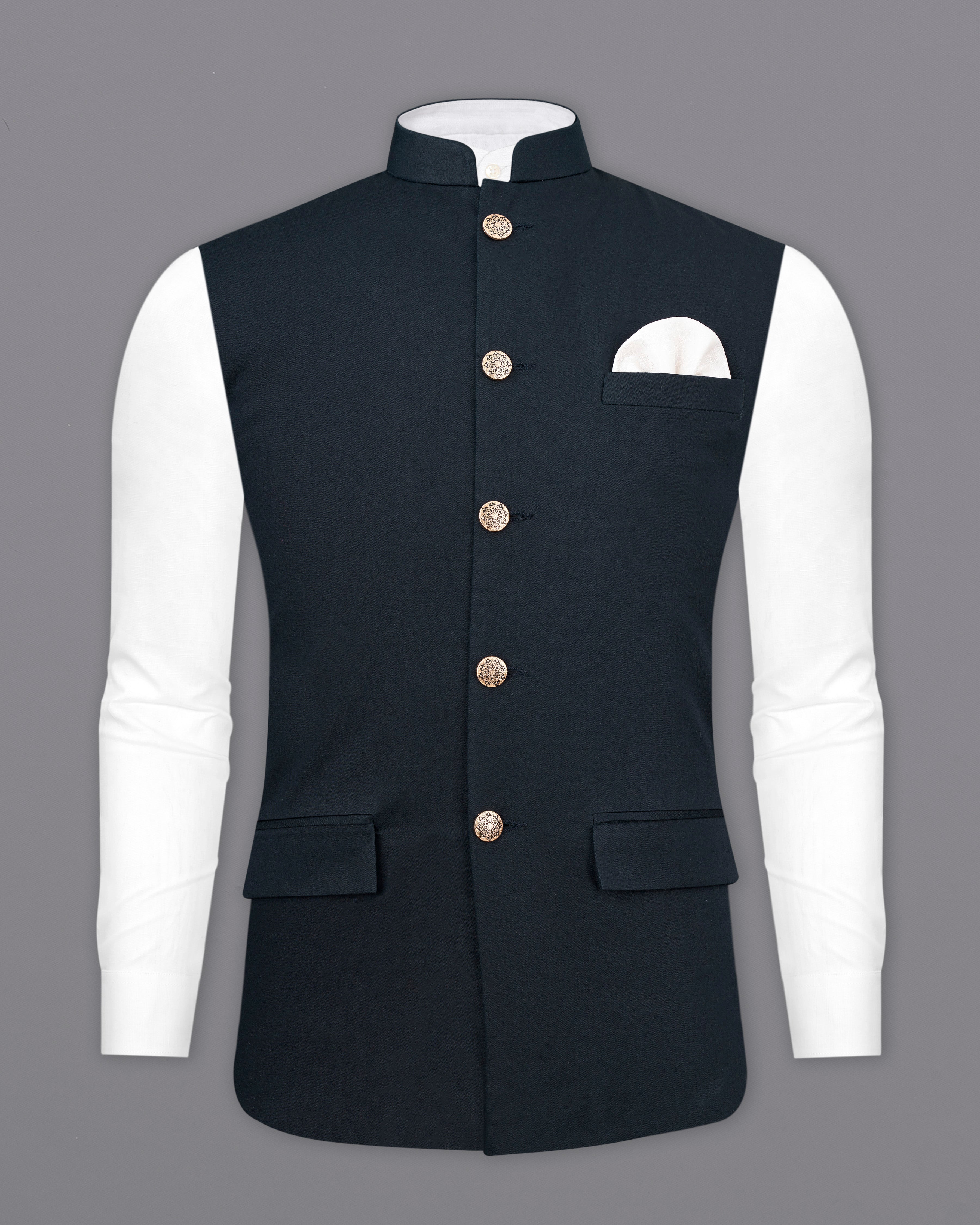 Baltic Sea Blue Premium Cotton Nehru Jacket WC2478-38, WC2478-39, WC2478-40, WC2478-42, WC2478-44, WC2478-46, WC2478-48, WC2478-50, WC2478-52