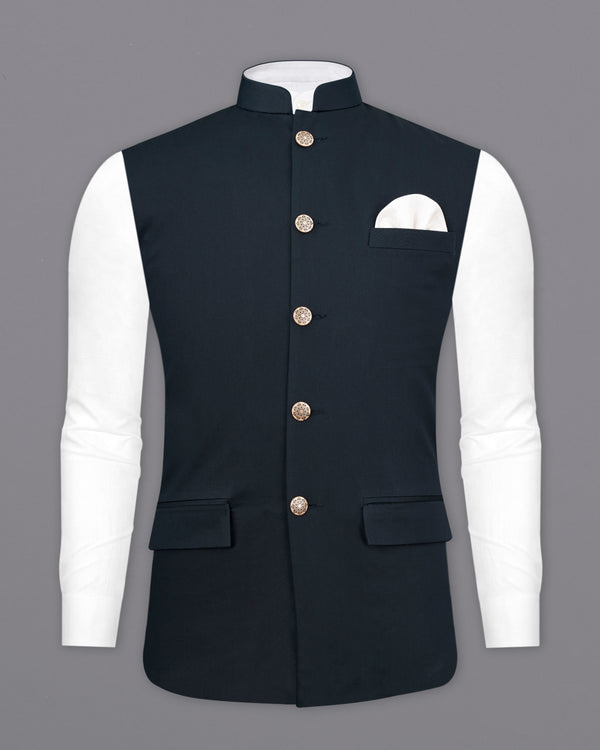 Baltic Sea Blue Premium Cotton Nehru Jacket WC2478-38, WC2478-39, WC2478-40, WC2478-42, WC2478-44, WC2478-46, WC2478-48, WC2478-50, WC2478-52