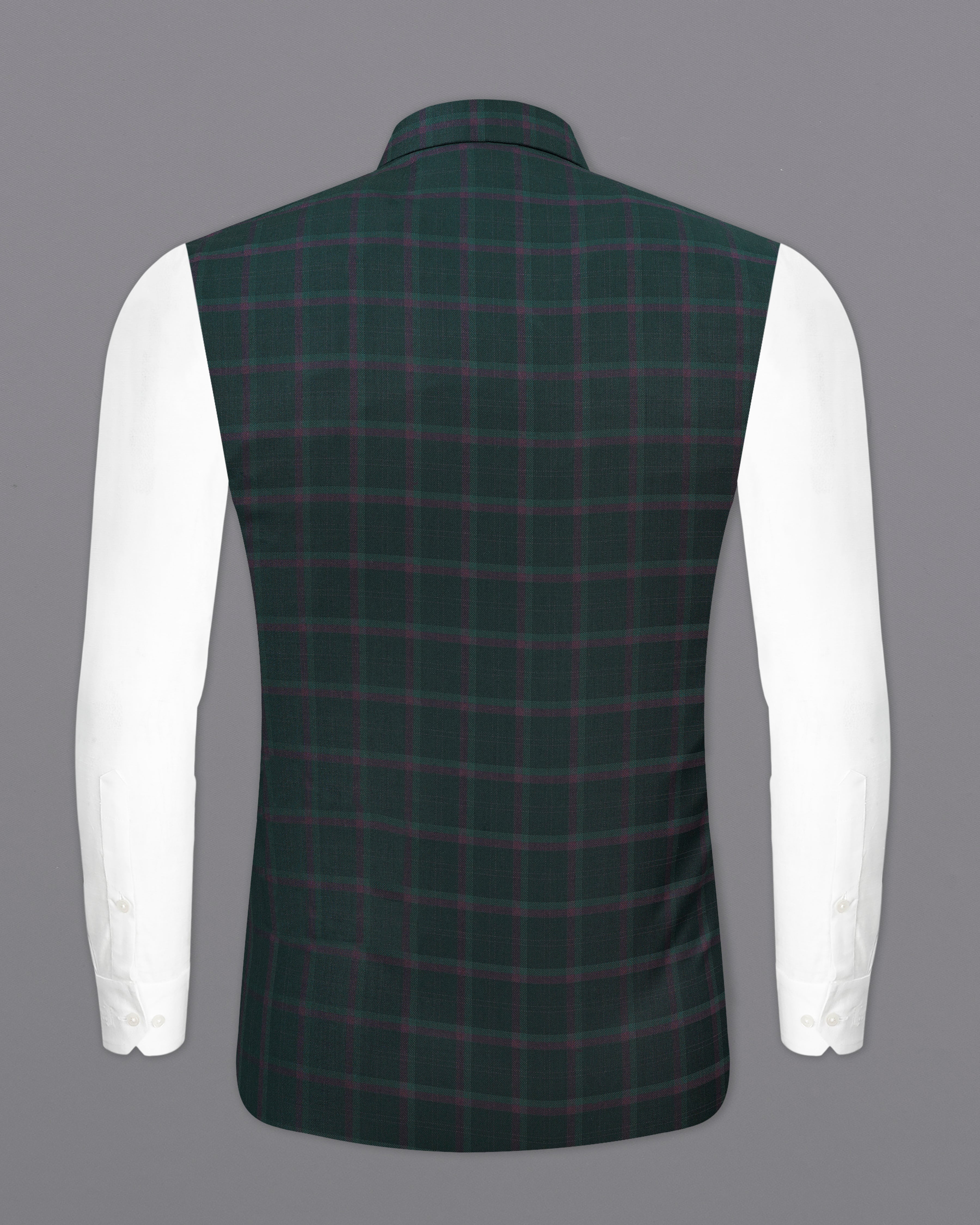 Timber Green Plaid Nehru Jacket WC2484-38, WC2484-39, WC2484-40, WC2484-42, WC2484-44, WC2484-46, WC2484-48, WC2484-50, WC2484-52