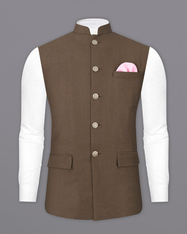 Judge Brown Textured Nehru Jacket WC2534-36, WC2534-38, WC2534-40, WC2534-42, WC2534-44, WC2534-46, WC2534-48, WC2534-50, WC2534-52, WC2534-54, WC2534-53, WC2534-58, WC2534-60