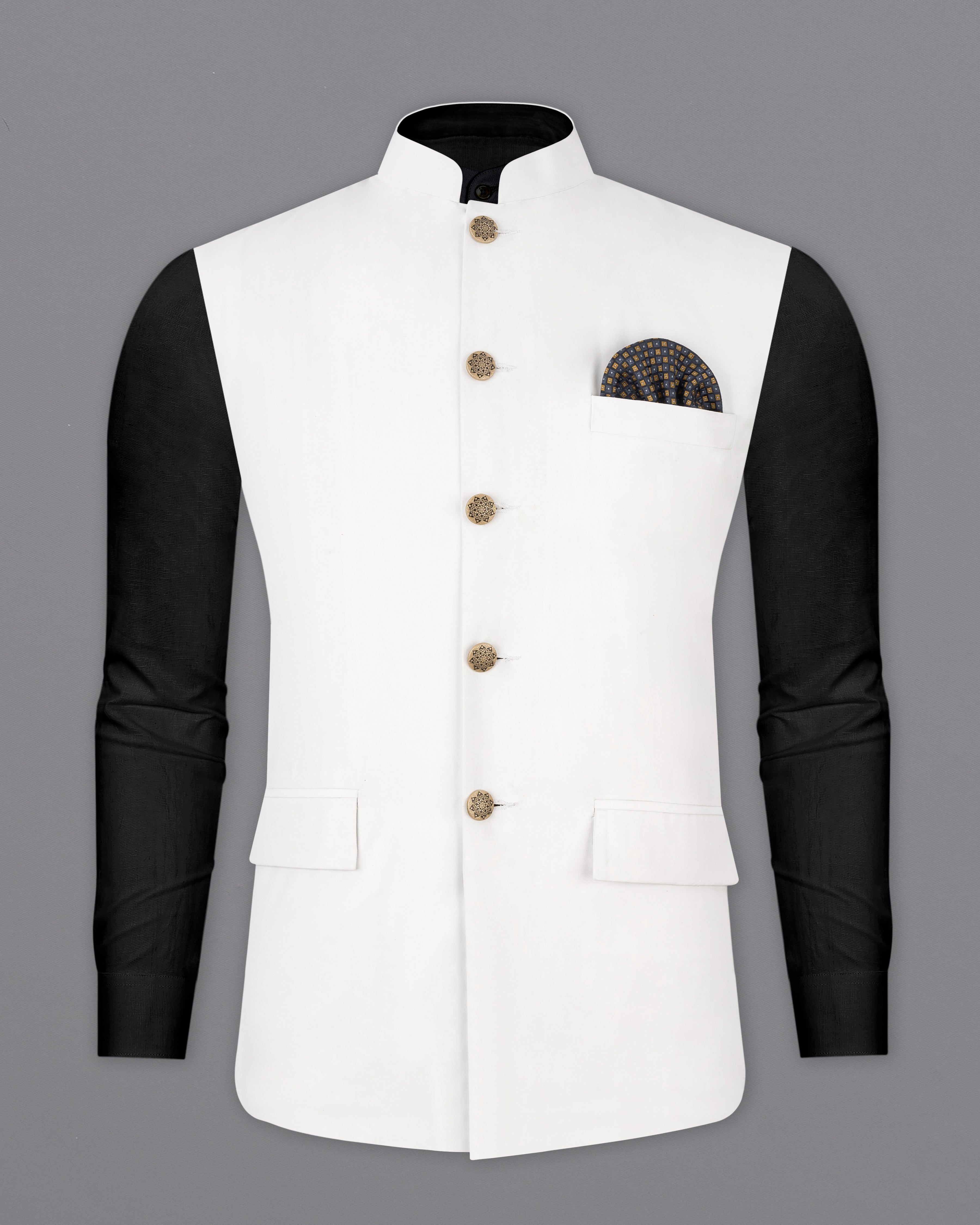 Bright White Premium Nehru Jacket WC2546-38, WC2546-39, WC2546-40, WC2546-42, WC2546-44, WC2546-46, WC2546-48, WC2546-50, WC2546-52