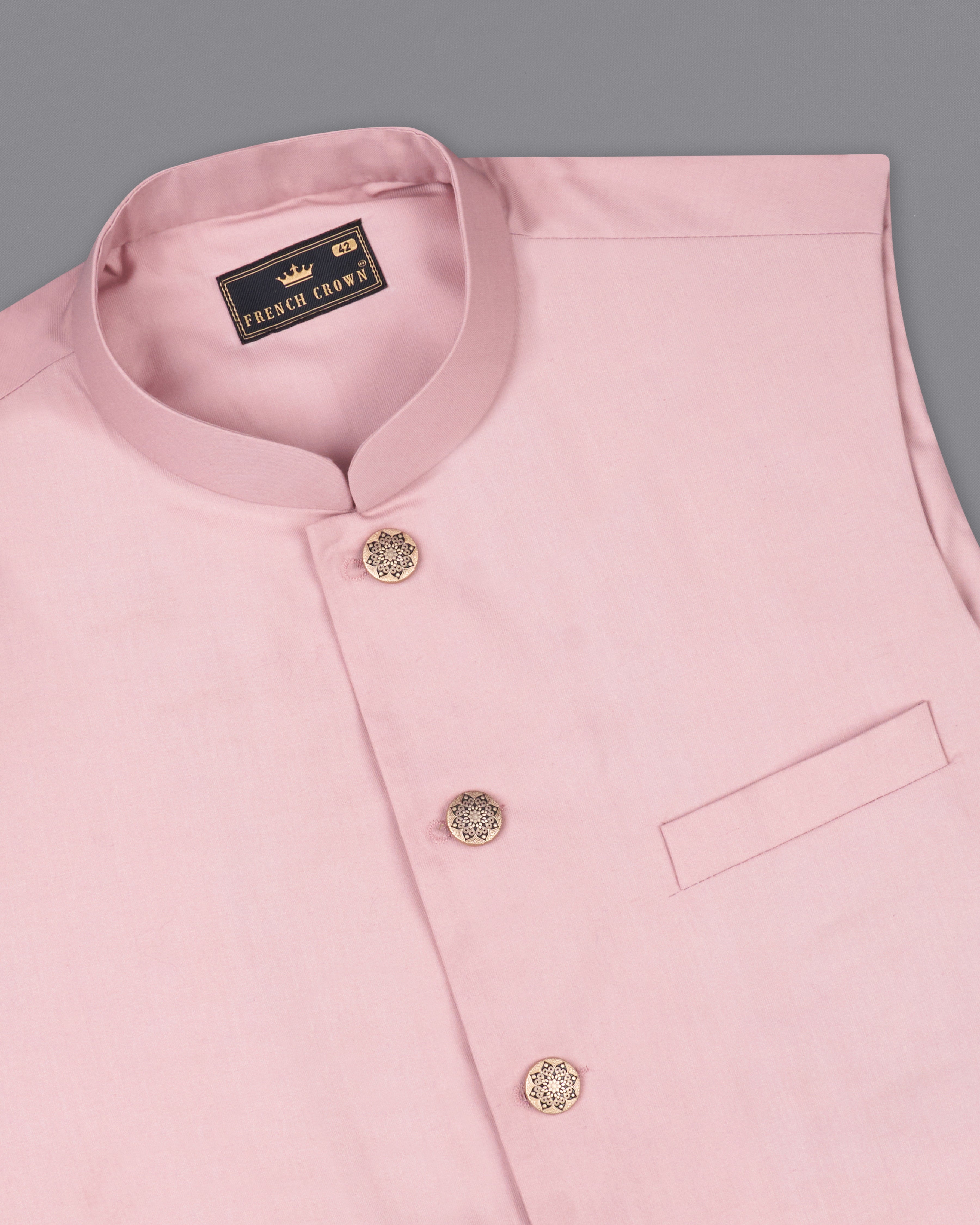 Beauty Bush Pink Designer Nehru Jacket WC2549-36, WC2549-38, WC2549-40, WC2549-42, WC2549-44, WC2549-46, WC2549-48, WC2549-50, WC2549-52, WC2549-54, WC2549-54, WC2549-58, WC2549-60