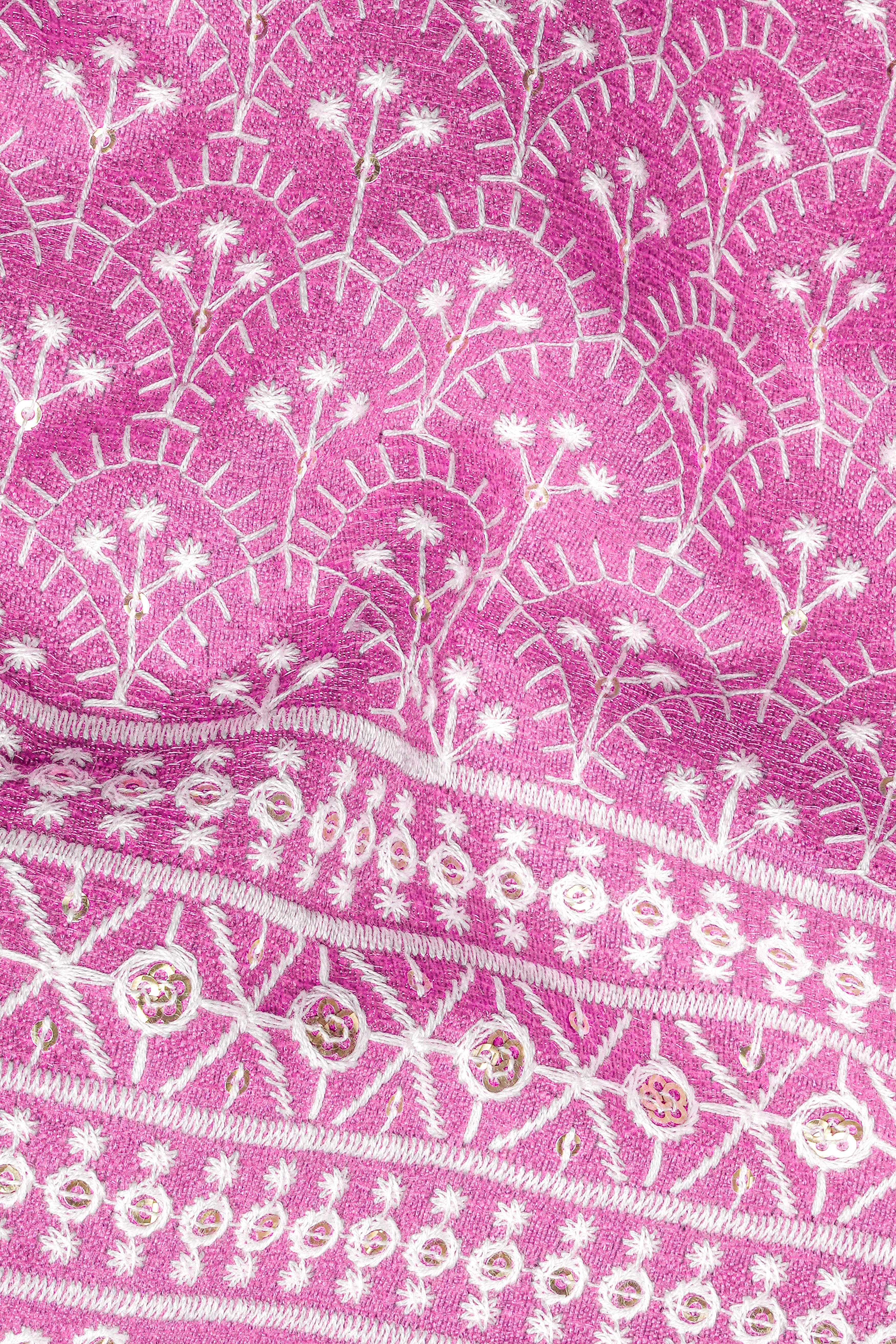 Bashful Pink and White Thread Embroidered Nehru Jacket WC3544-36,  WC3544-38,  WC3544-40,  WC3544-42,  WC3544-44,  WC3544-46,  WC3544-48,  WC3544-50,  WC3544-52,  WC3544-54,  WC3544-56,  WC3544-58,  WC3544-60