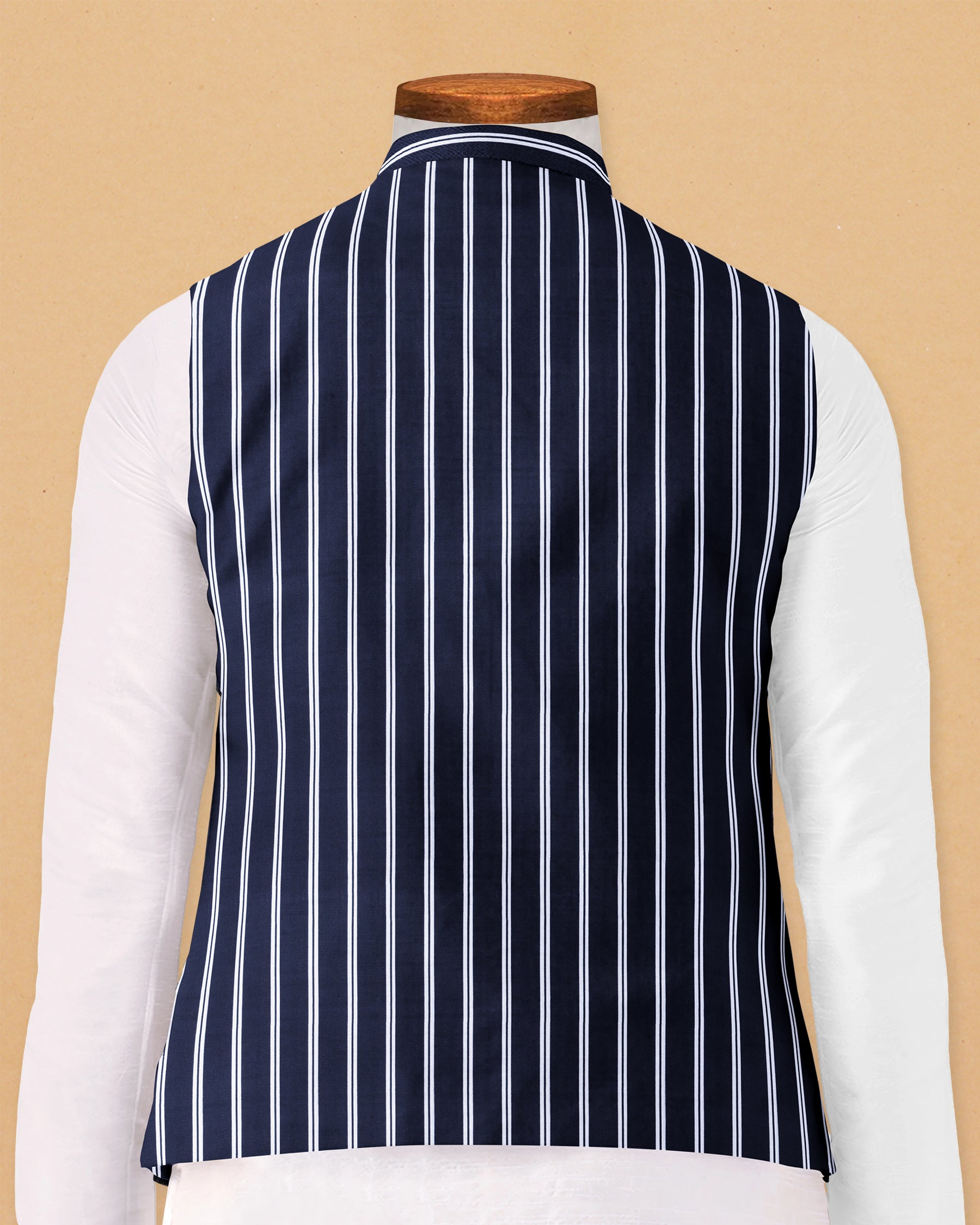 Navy Striped Designer Nehru Jacket