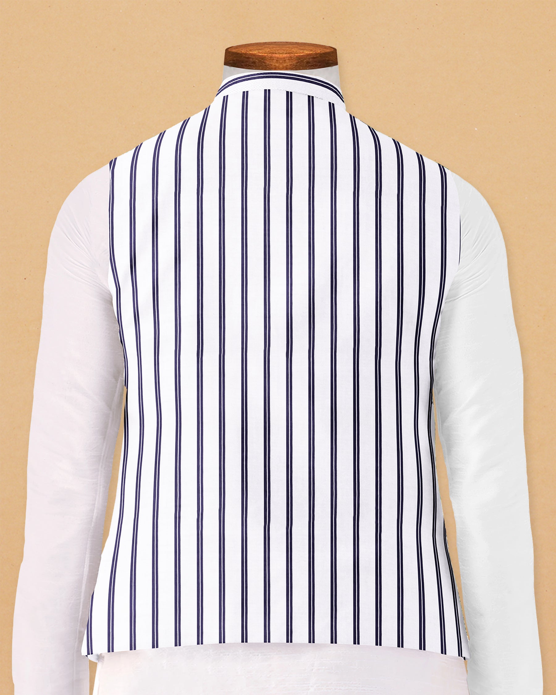 Bright White with Blue Designer Nehru Jacket