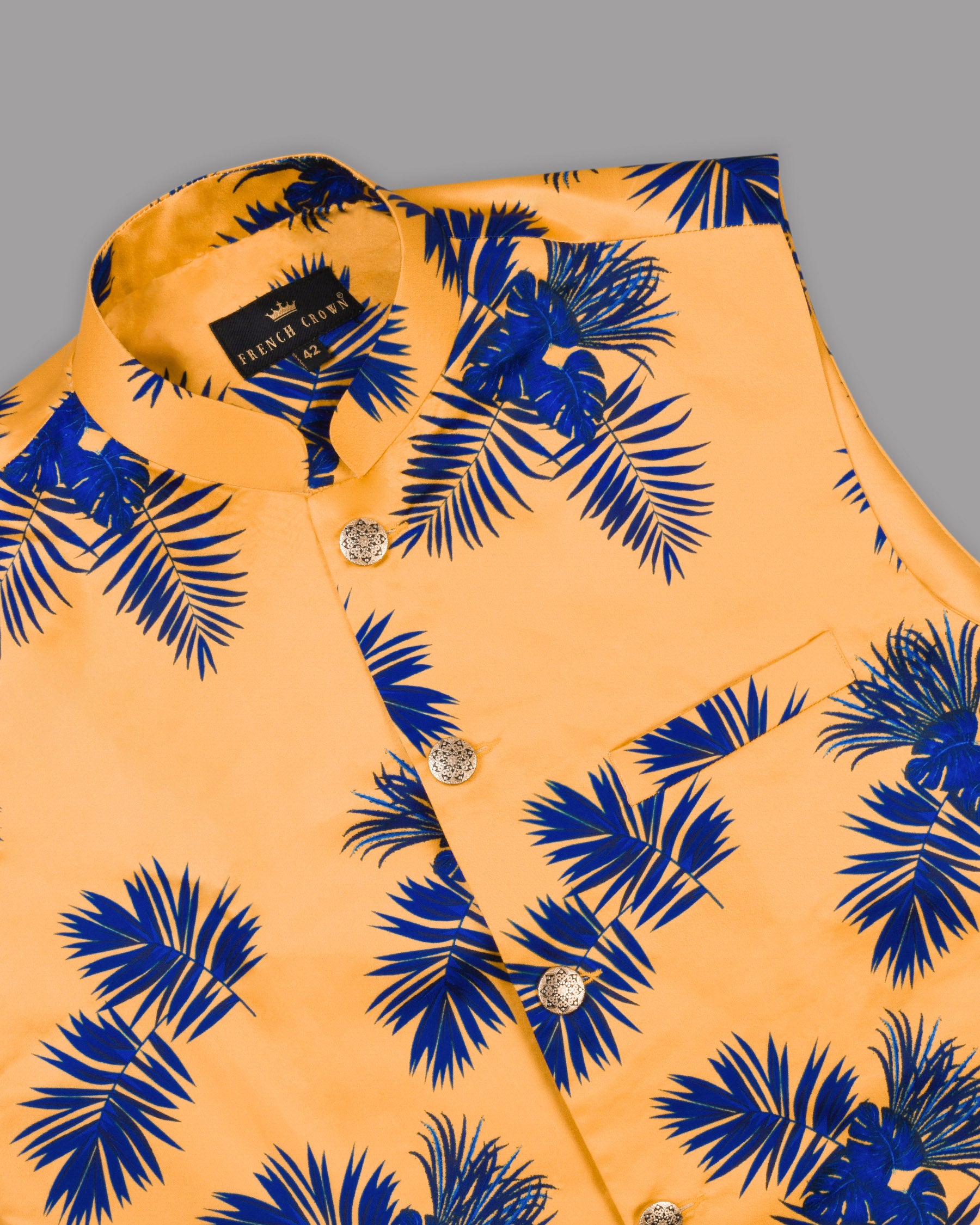 Orange Tropical Print Designer Waistcoat WC868-36, WC868-38, WC868-48, WC868-52, WC868-40, WC868-44, WC868-46, WC868-50, WC868-56, WC868-42, WC868-54, WC868-58, WC868-60