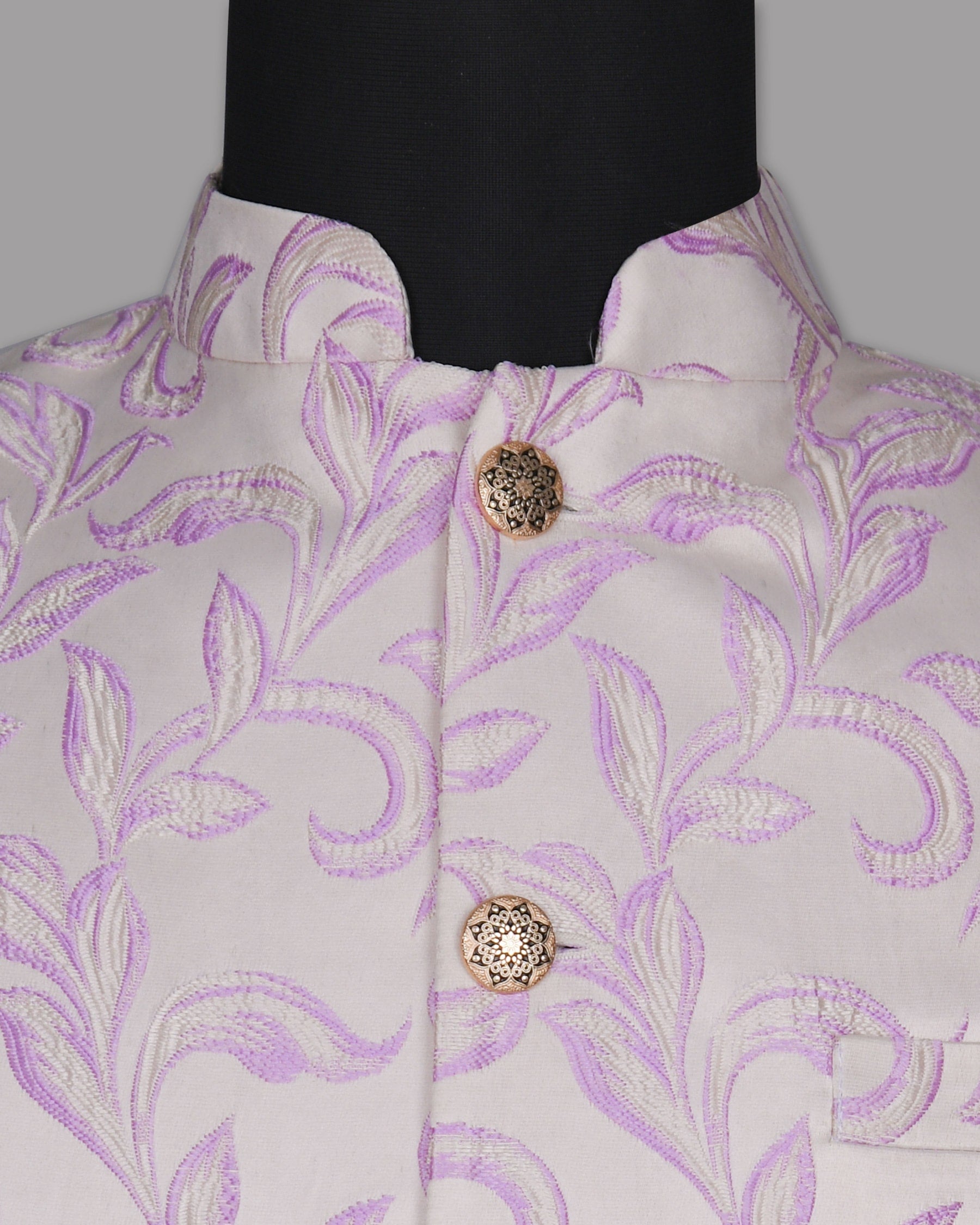 Lavender Climber Embroidered Designer Nehru Jacket