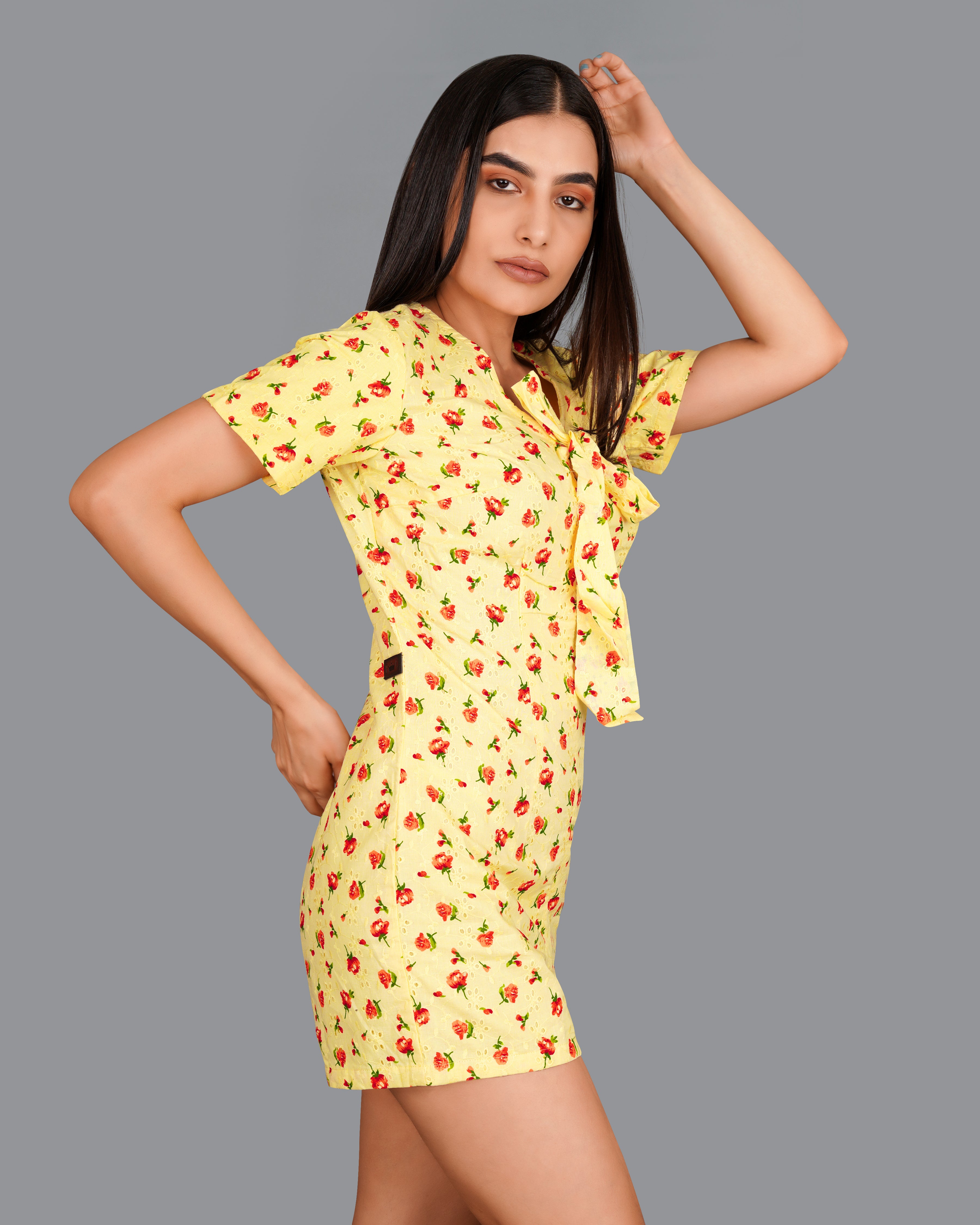 Kournikova Yellow Rose Printed Premium Cotton Jumpsuit WD005-32, WD005-34, WD005-36, WD005-38, WD005-40, WD005-42