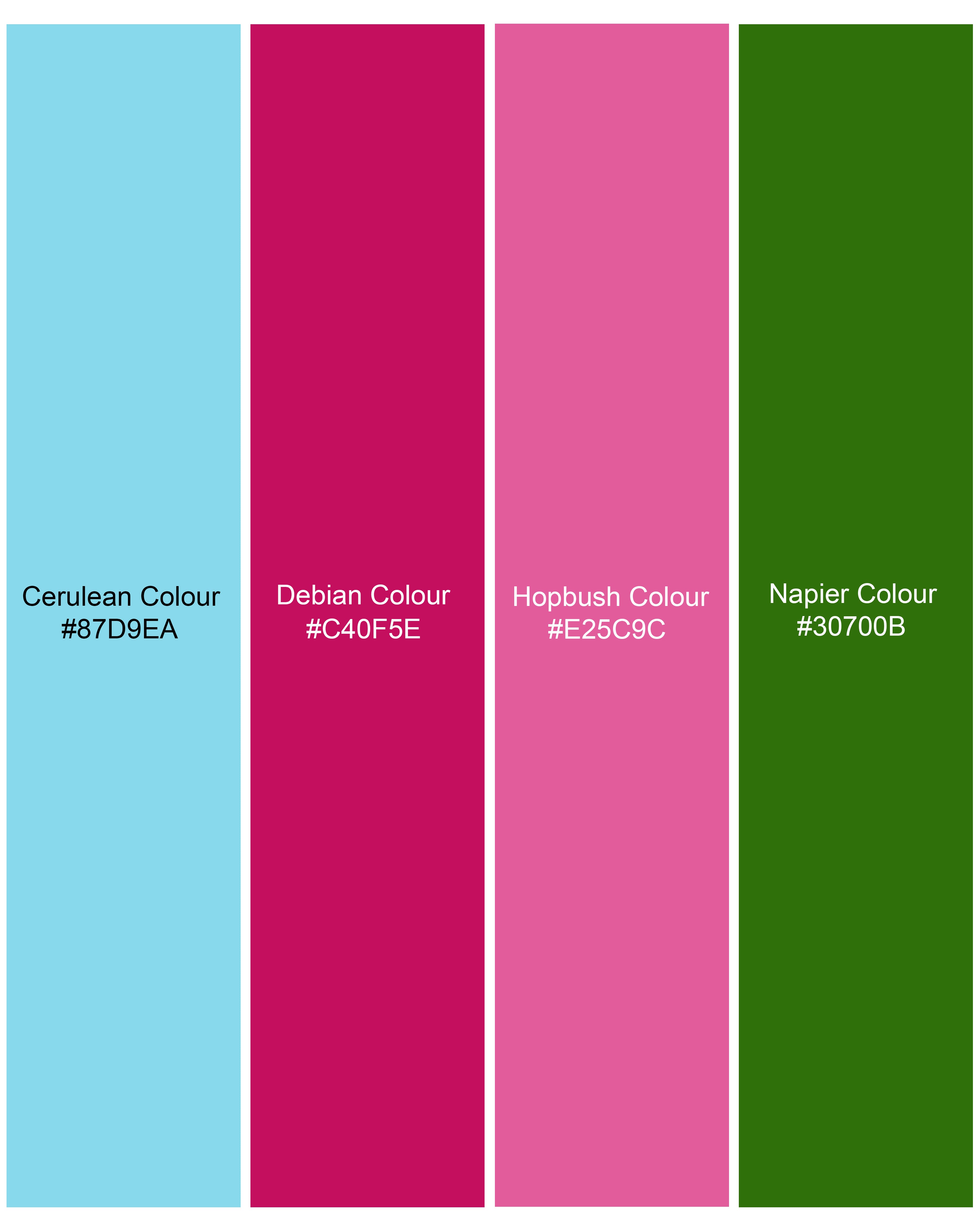 Cerulean Blue Rose Printed Premium Cotton Jumpsuit WD006-32, WD006-34, WD006-36, WD006-38, WD006-40, WD006-42