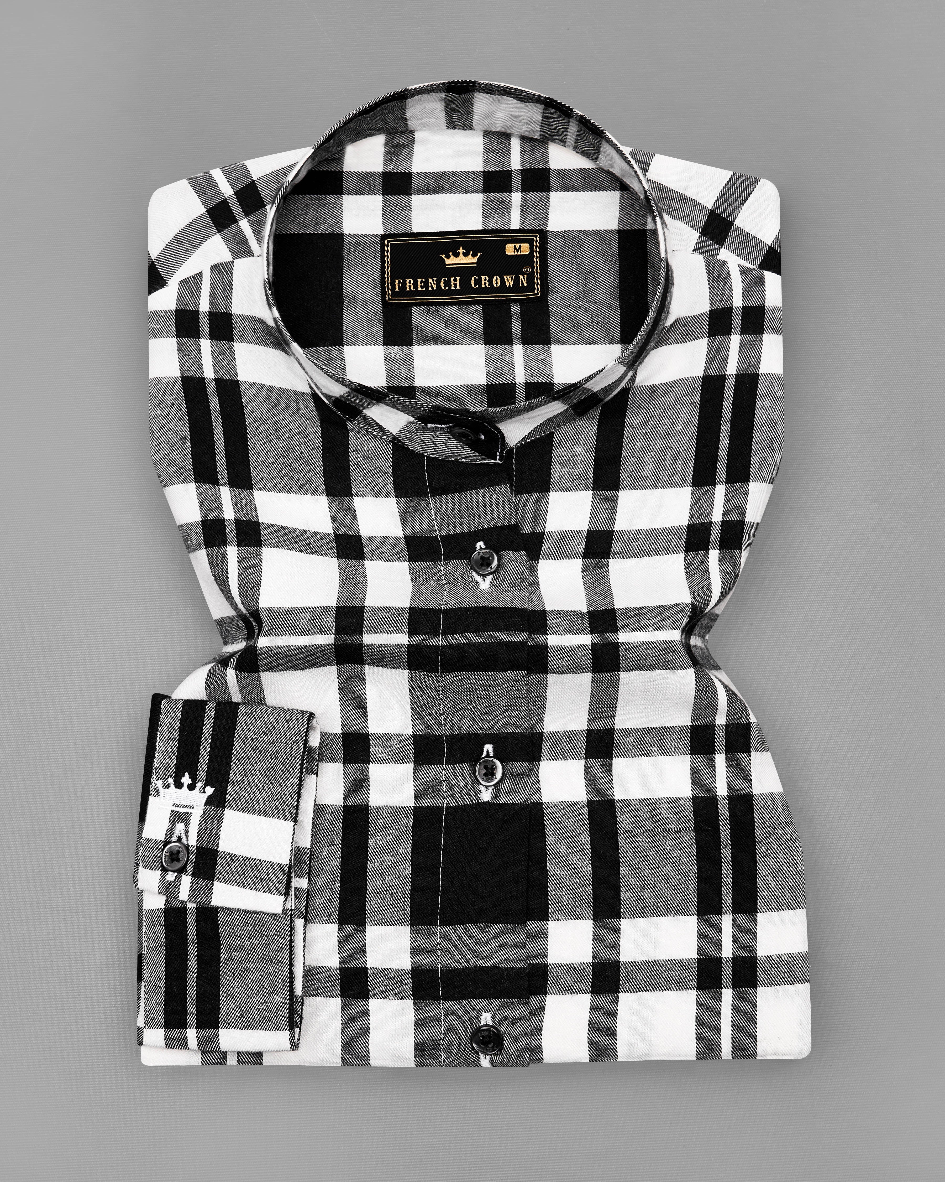 Jade Black and White Plaid Premium Cotton Shirt WS004-M-BLK-32, WS004-M-BLK-34, WS004-M-BLK-36, WS004-M-BLK-38, WS004-M-BLK-40, WS004-M-BLK-42