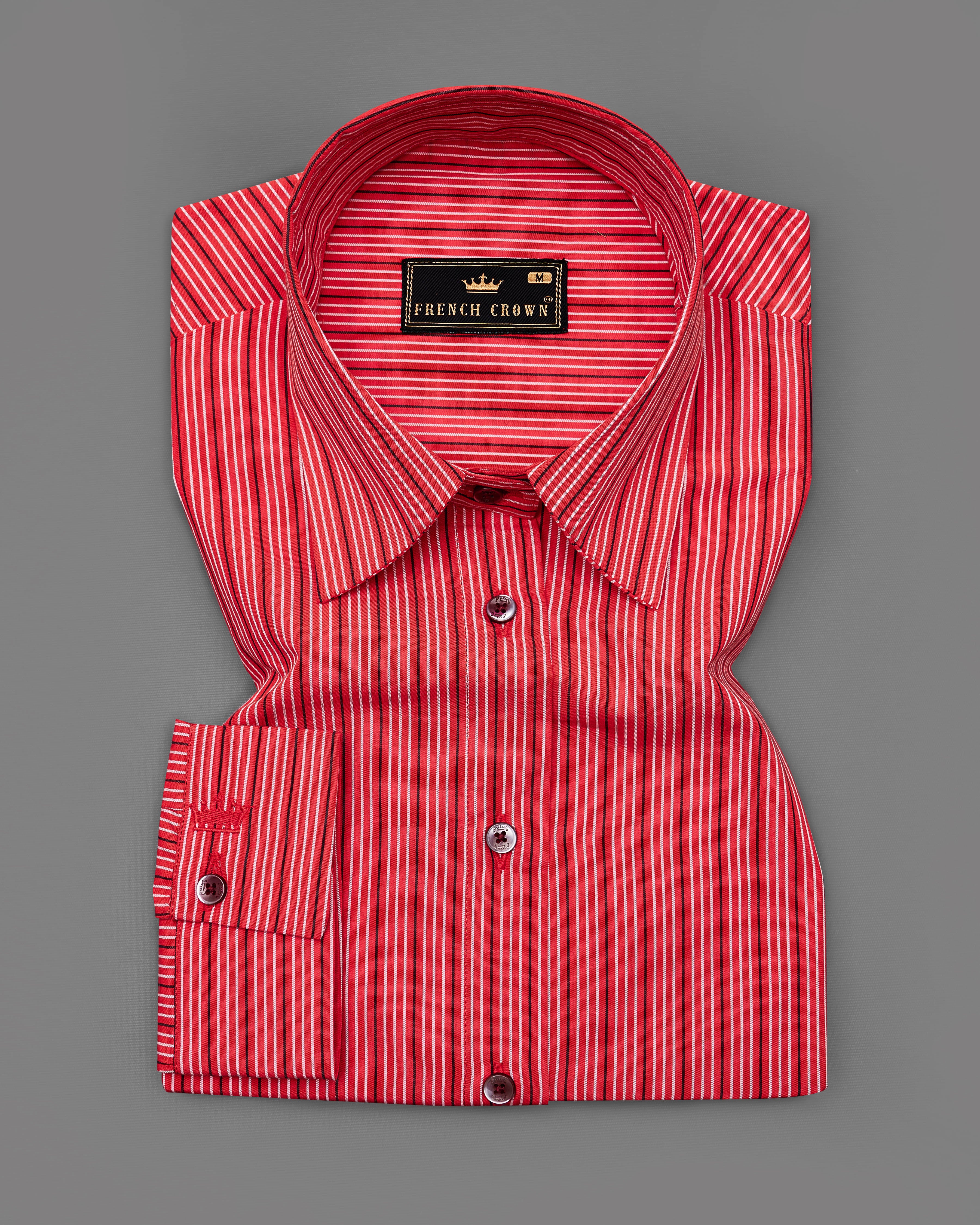 Cerise Red Striped Premium Cotton Shirt  WS005-MN-32, WS005-MN-34, WS005-MN-36, WS005-MN-38, WS005-MN-40, WS005-MN-42