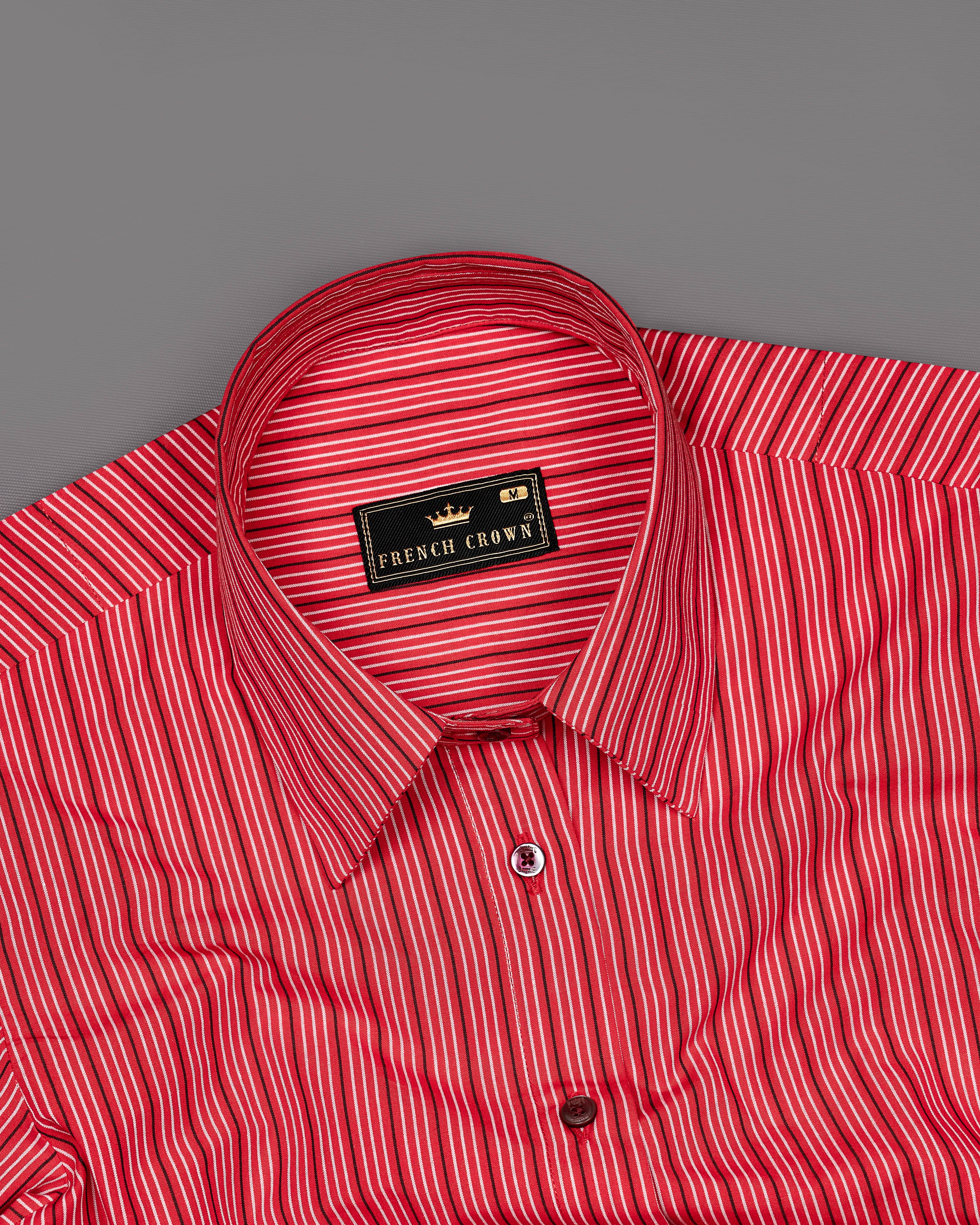 Cerise Red Striped Premium Cotton Shirt  WS005-MN-32, WS005-MN-34, WS005-MN-36, WS005-MN-38, WS005-MN-40, WS005-MN-42