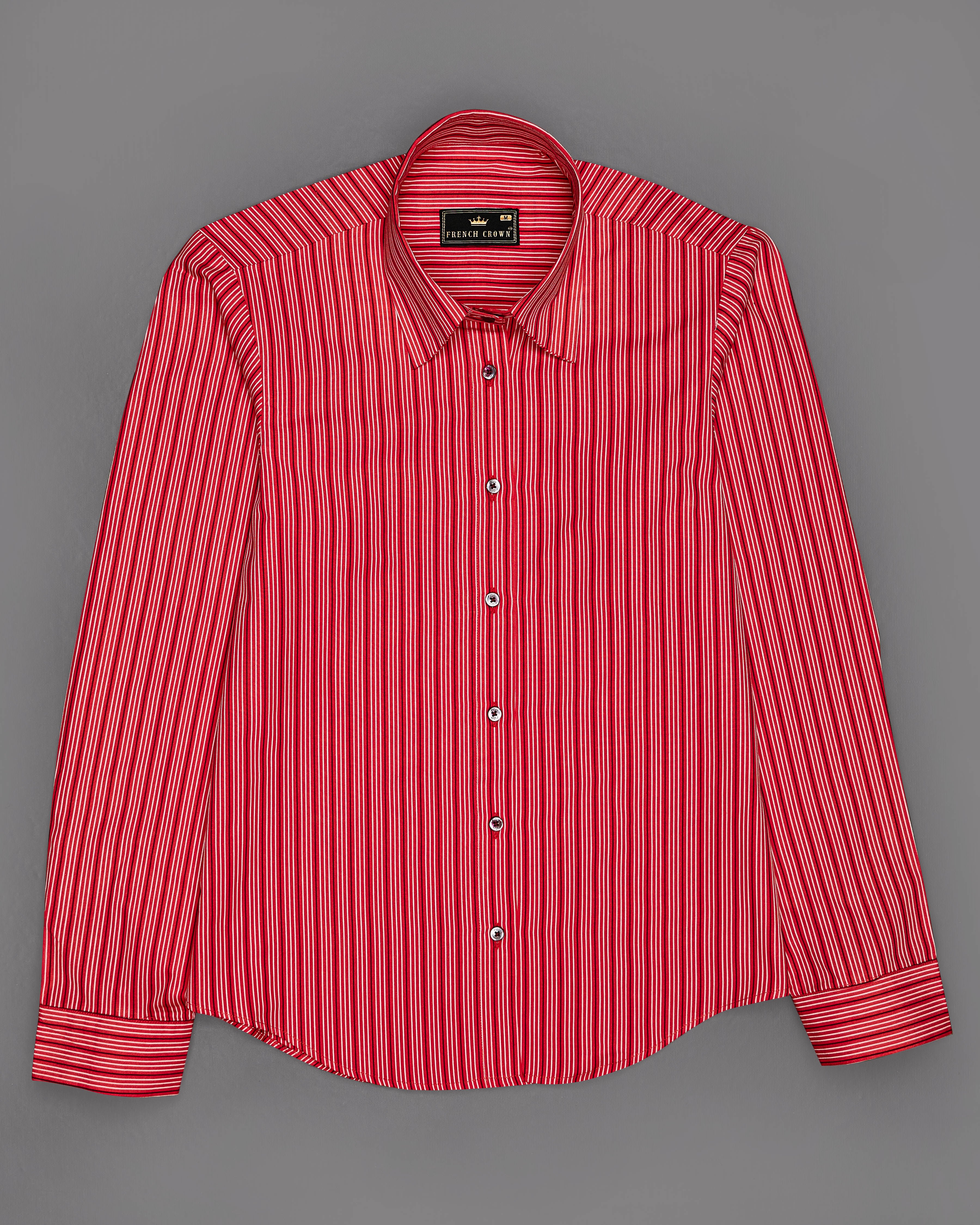 Cerise Red Striped Premium Cotton Shirt  WS005-MN-32, WS005-MN-34, WS005-MN-36, WS005-MN-38, WS005-MN-40, WS005-MN-42