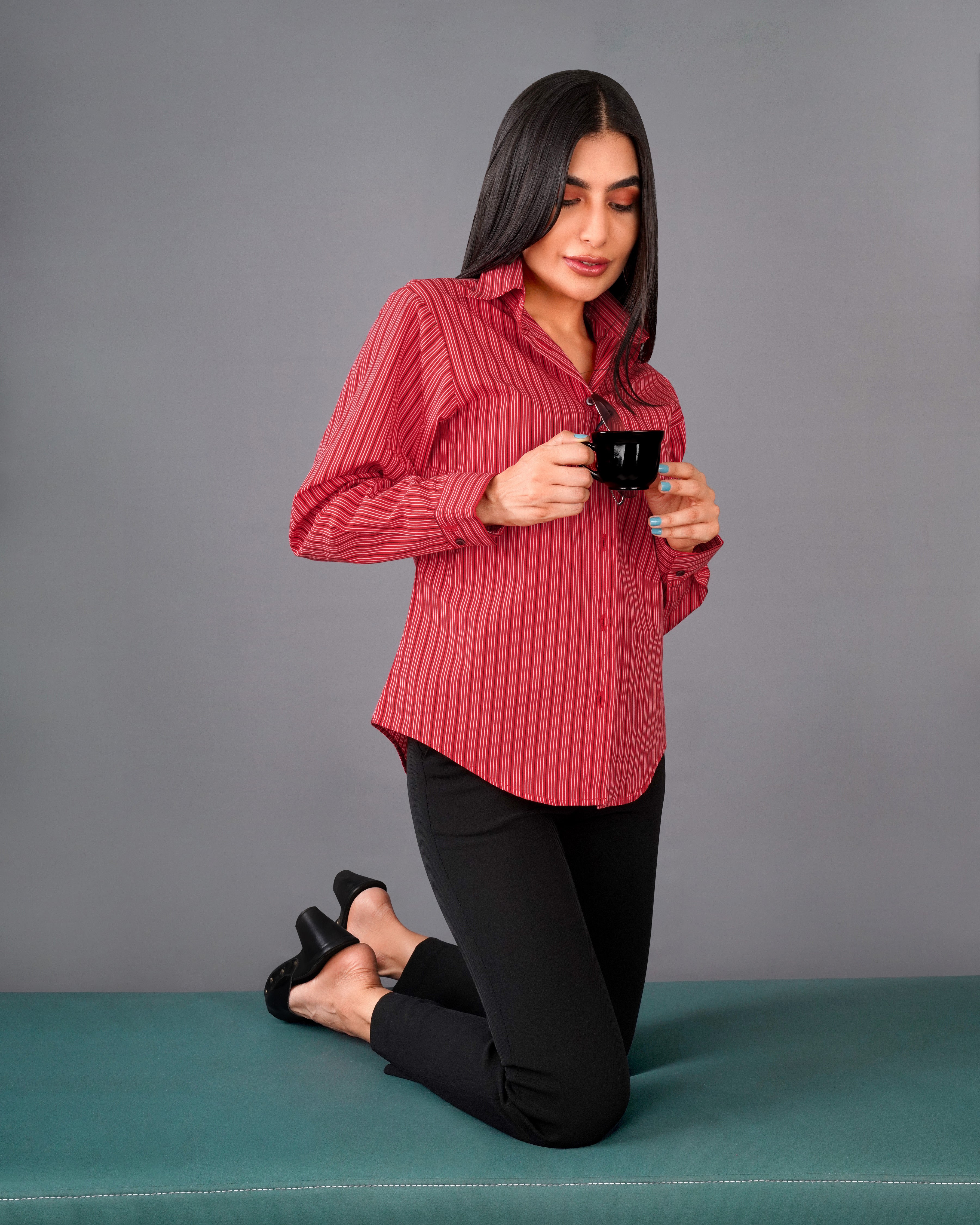 Cerise Red Striped Premium Cotton Shirt  WS005-MN-32, WS005-MN-34, WS005-MN-36, WS005-MN-38, WS005-MN-40, WS005-MN-42