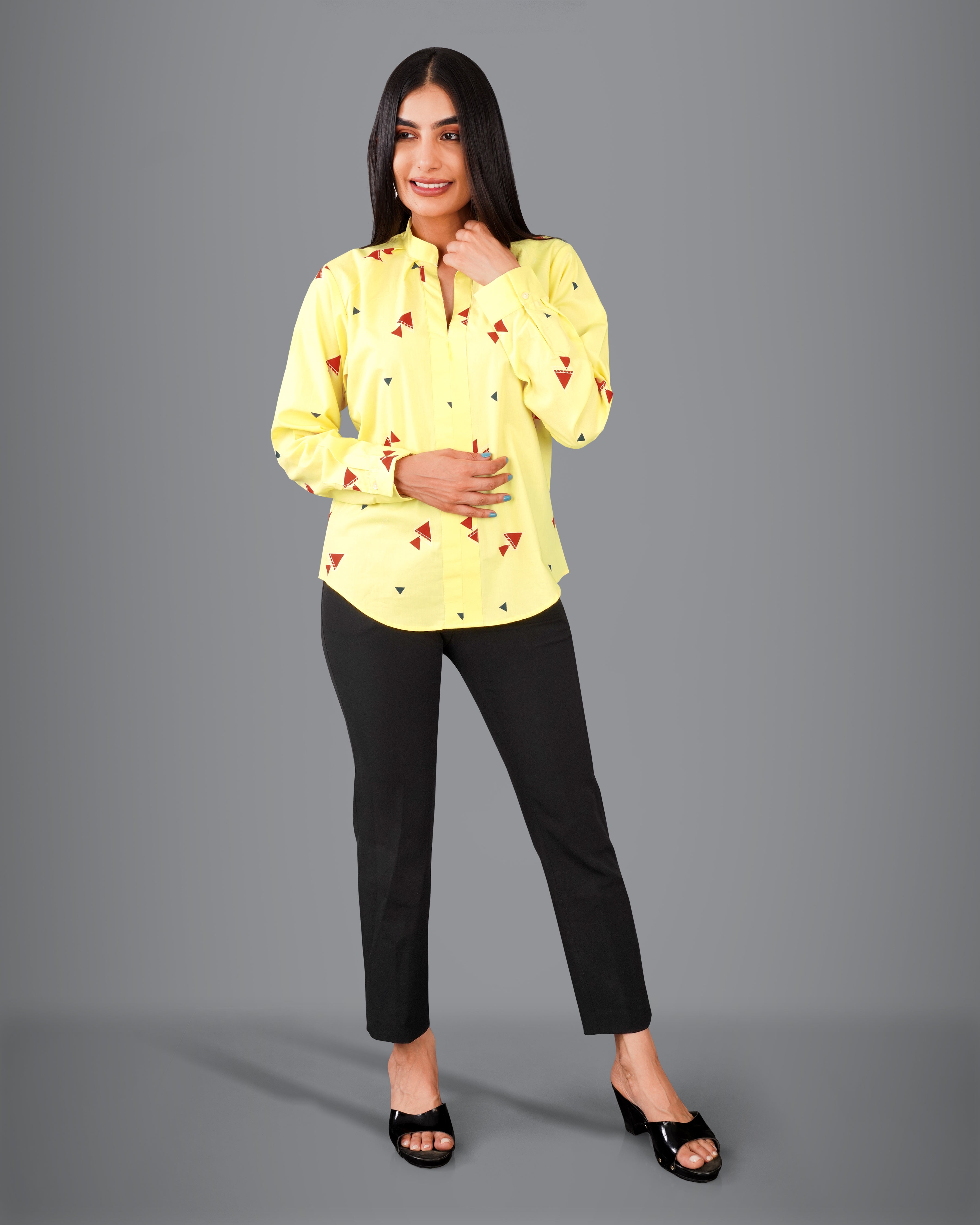 Manilla Yellow Printed Premium Cotton Shirt WS007-M-P-32, WS007-M-P-34, WS007-M-P-36, WS007-M-P-38, WS007-M-P-40, WS007-M-P-42