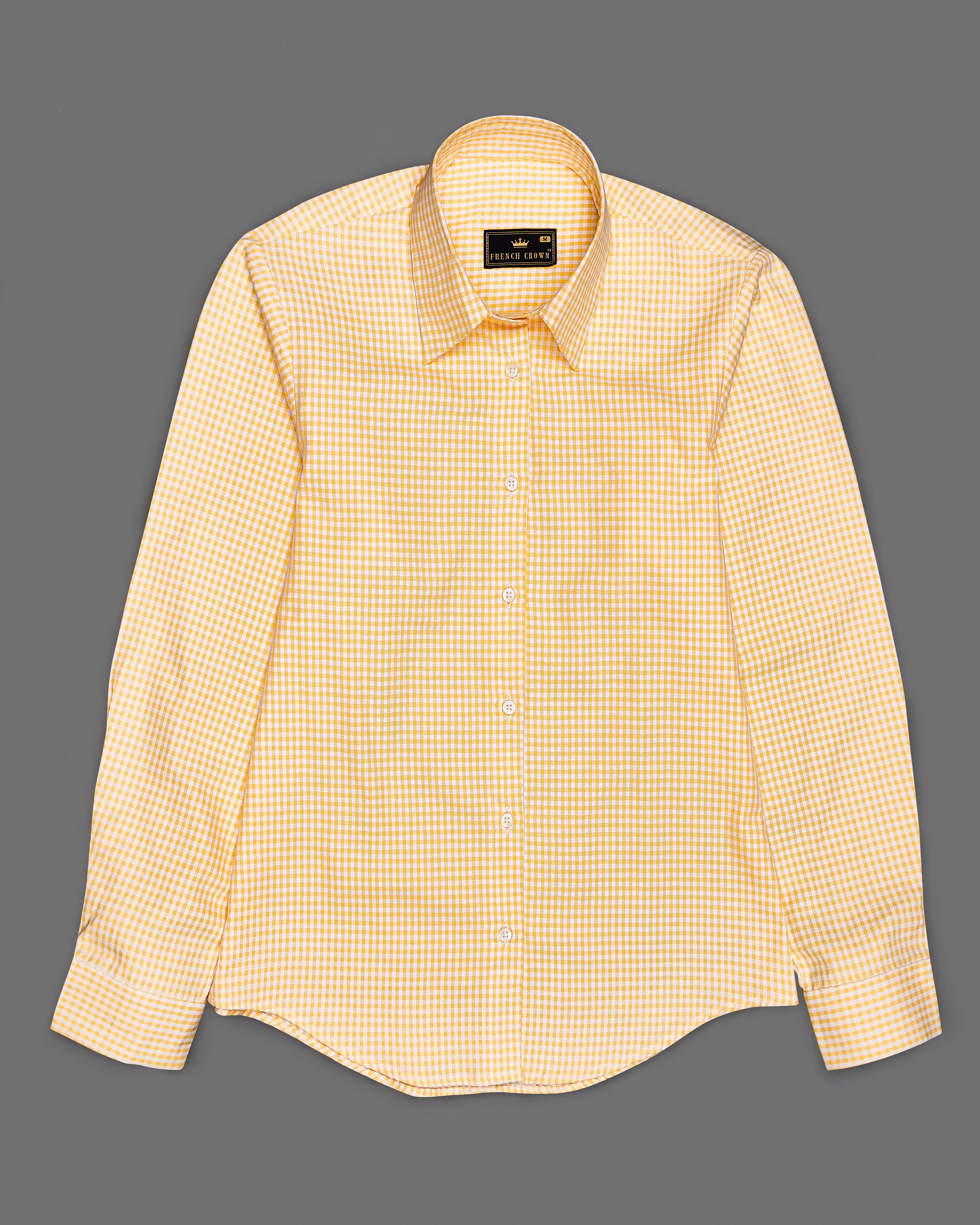 Bright White with Texas Orange Checkered Premium Cotton Shirt WS012-32, WS012-34, WS012-36, WS012-38, WS012-40, WS012-42