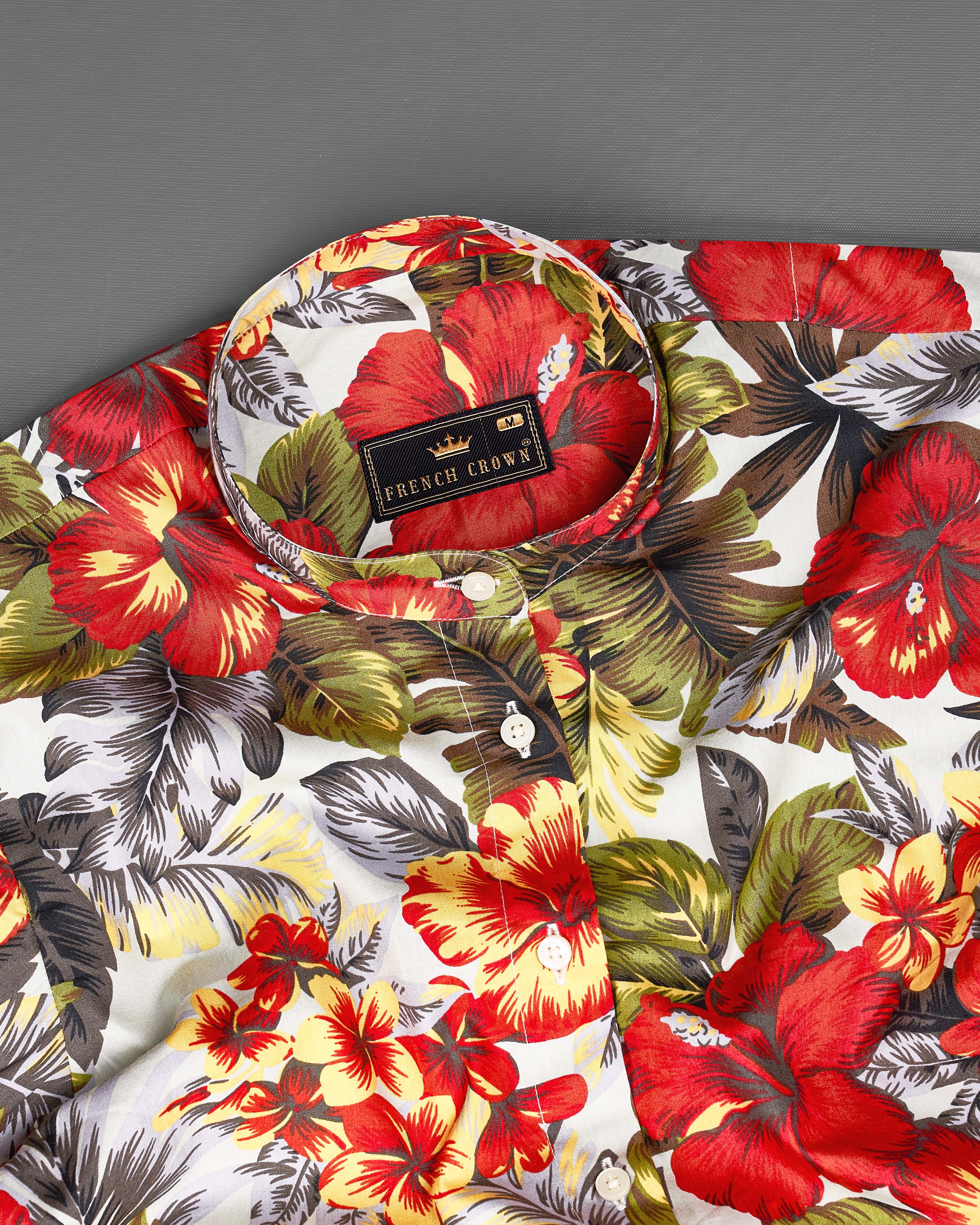 Jasper Red Multicolour Floral Printed Premium Cotton Shirt WS015-M-32, WS015-M-34, WS015-M-36, WS015-M-38, WS015-M-40, WS015-M-42