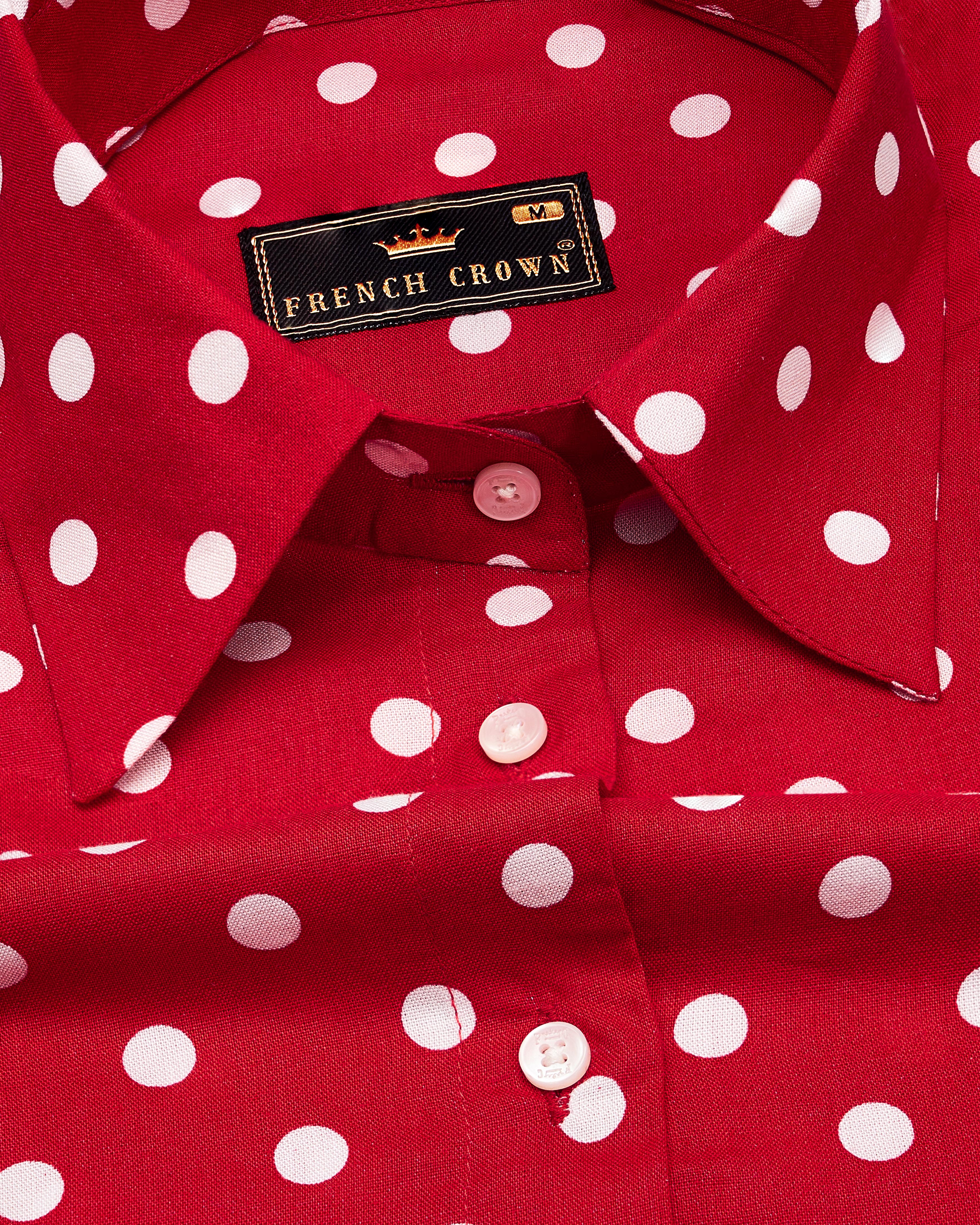 Shiraz Red Polka Dotted Premium Tencel Shirt WS016-32, WS016-34, WS016-36, WS016-38, WS016-40, WS016-42 WS016-32, WS016-34, WS016-36, WS016-38, WS016-40, WS016-42