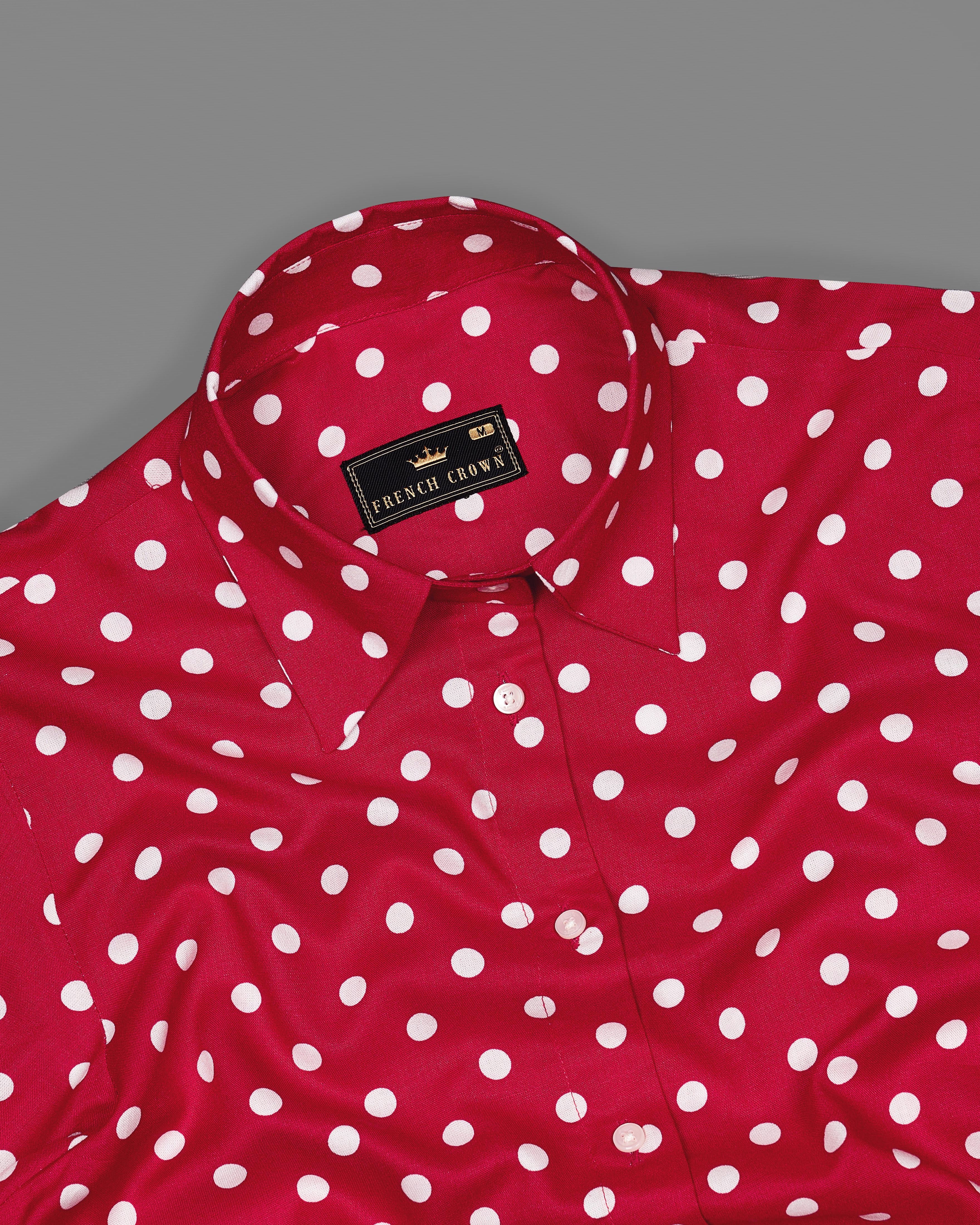 Shiraz Red Polka Dotted Premium Tencel Shirt WS016-32, WS016-34, WS016-36, WS016-38, WS016-40, WS016-42 WS016-32, WS016-34, WS016-36, WS016-38, WS016-40, WS016-42