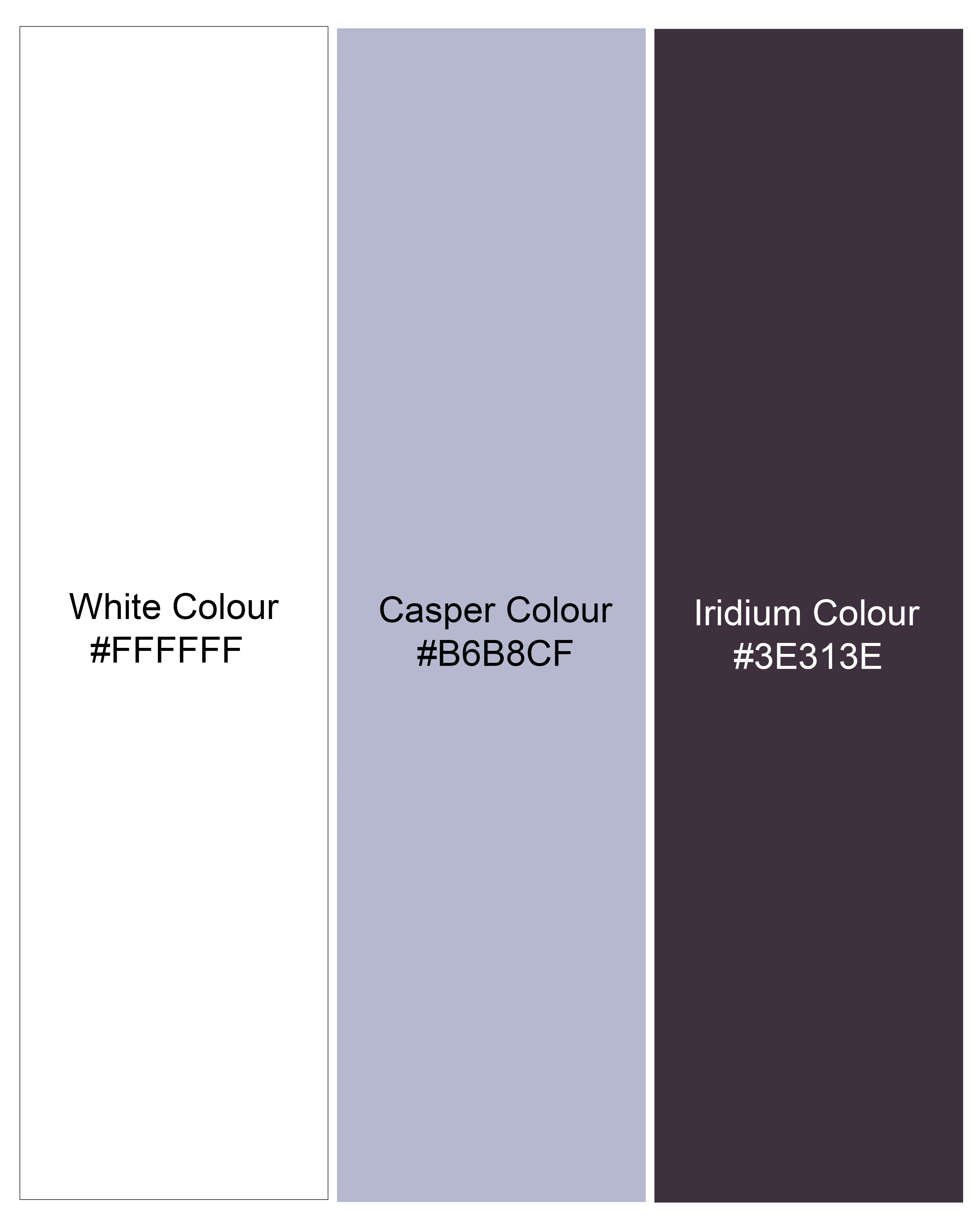 Bright White with Casper Blue Paisley Printed Premium Cotton Shirt WS021-32, WS021-34, WS021-36, WS021-38, WS021-40, WS021-42