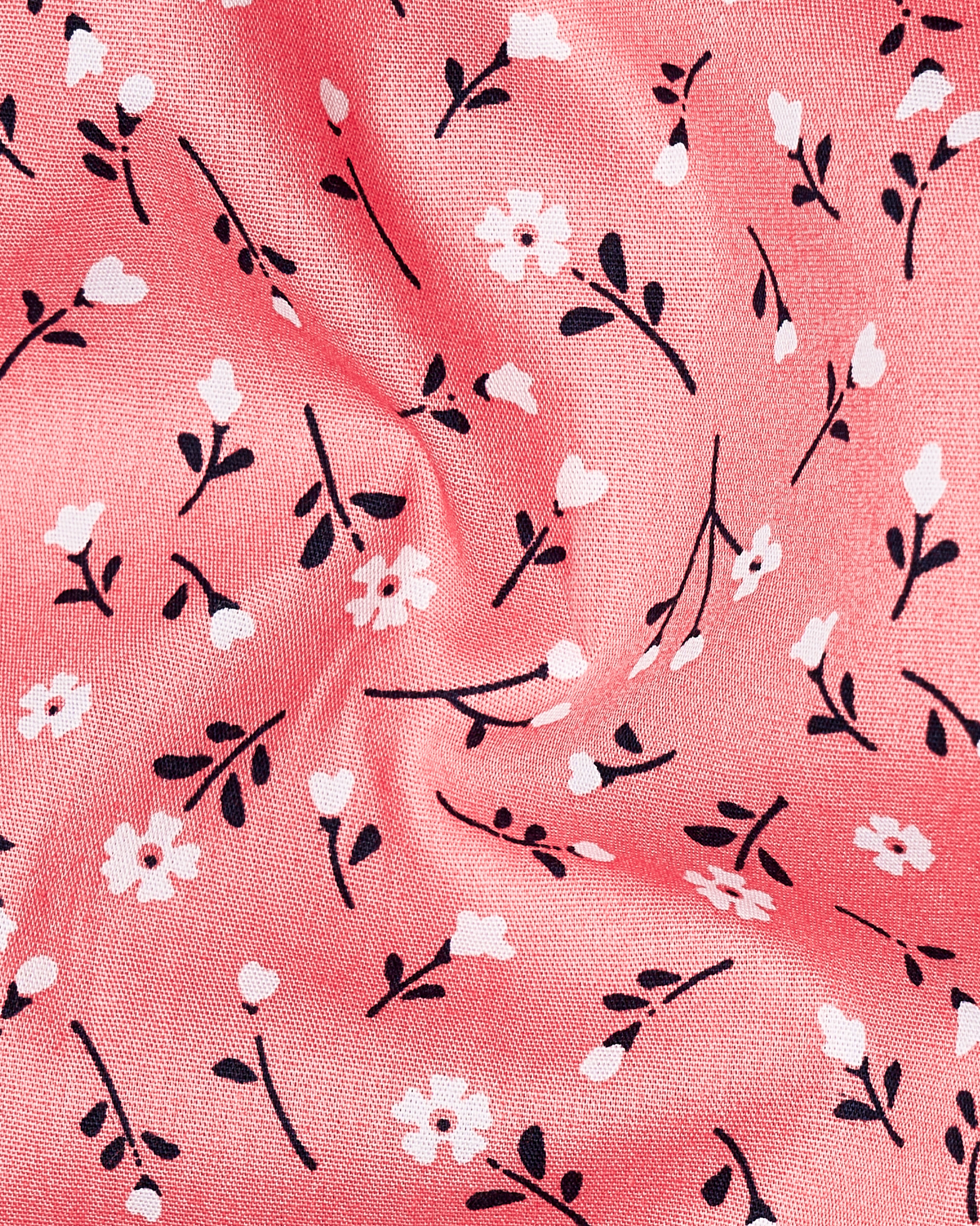 Coral Pink Ditsy Printed Premium Cotton Shirt WS024-M-32, WS024-M-34, WS024-M-36, WS024-M-38, WS024-M-40, WS024-M-42
