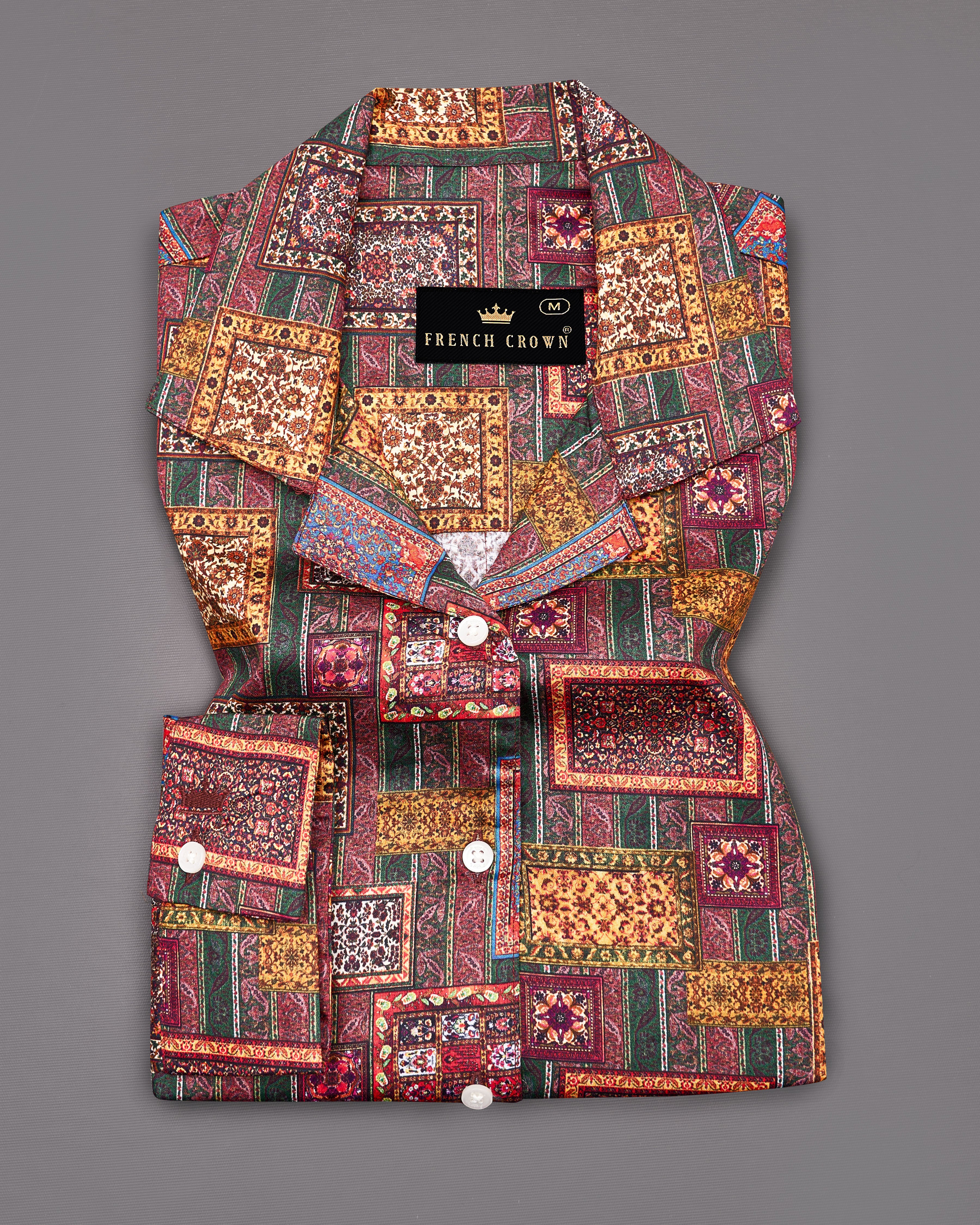 Camelot Pink Banjara Patchwork Printed Premium Cotton Shirt WS026-CC-32, WS026-CC-34, WS026-CC-36, WS026-CC-38, WS026-CC-40, WS026-CC-42