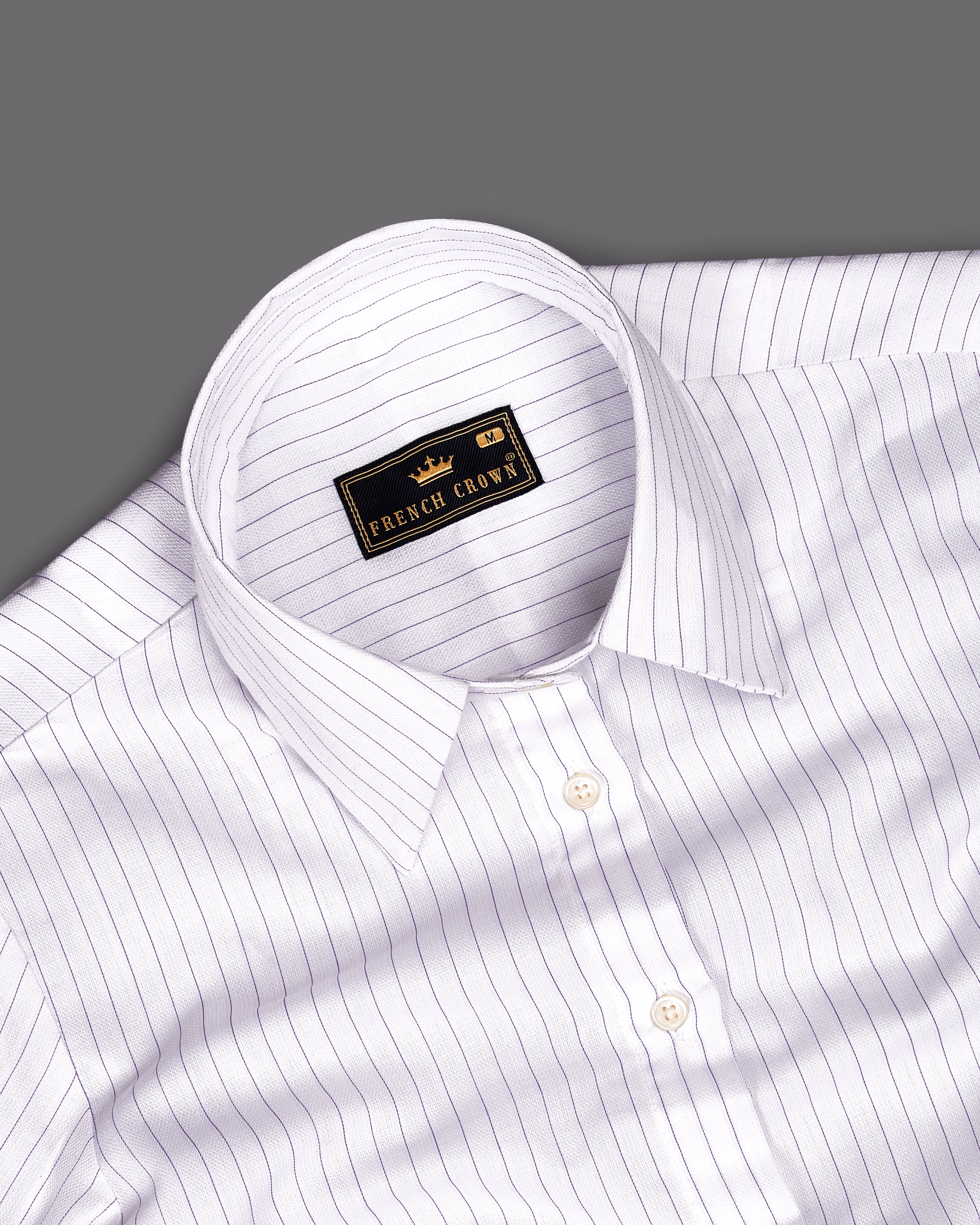 Bright White Striped Premium Cotton Shirt WS030-32, WS030-34, WS030-36, WS030-38, WS030-40, WS030-42